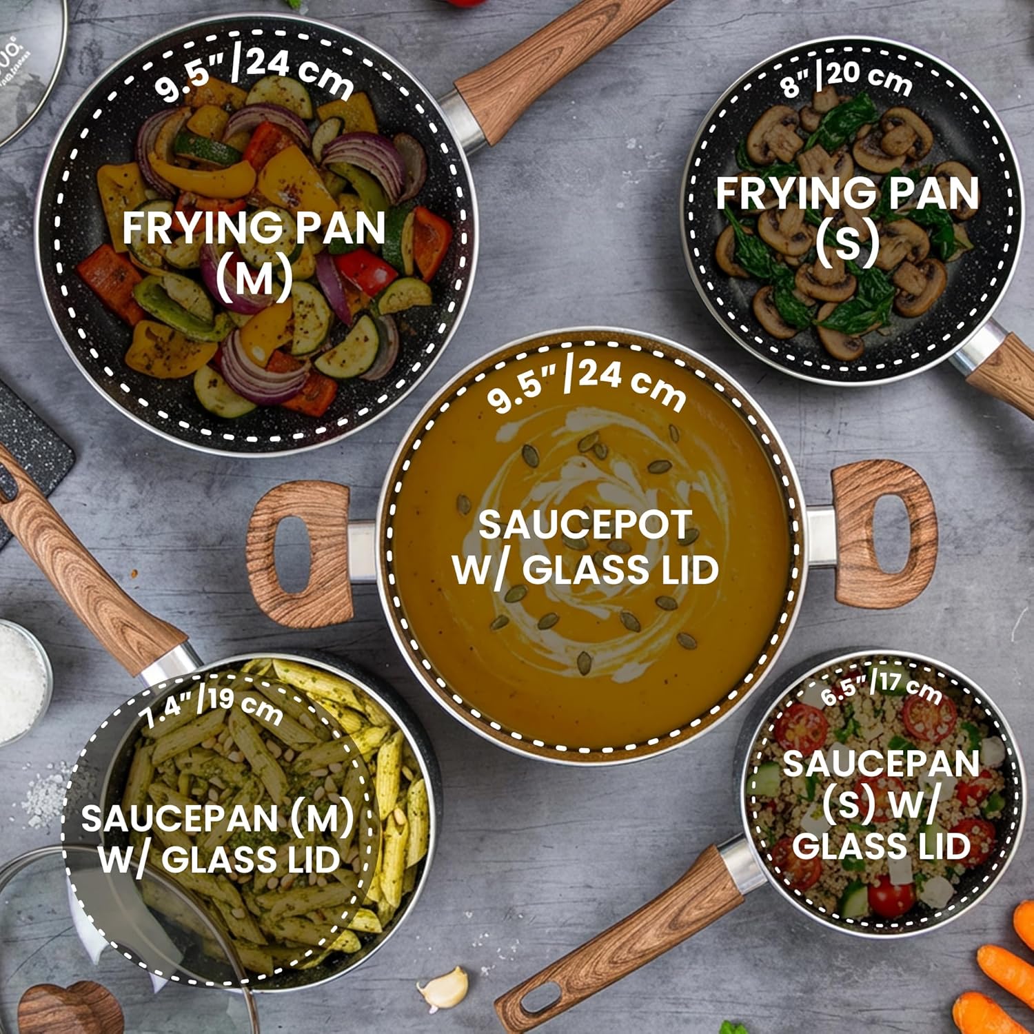 Thumbnail 1 de Nuovva 8‑piece marble non stick cookware set