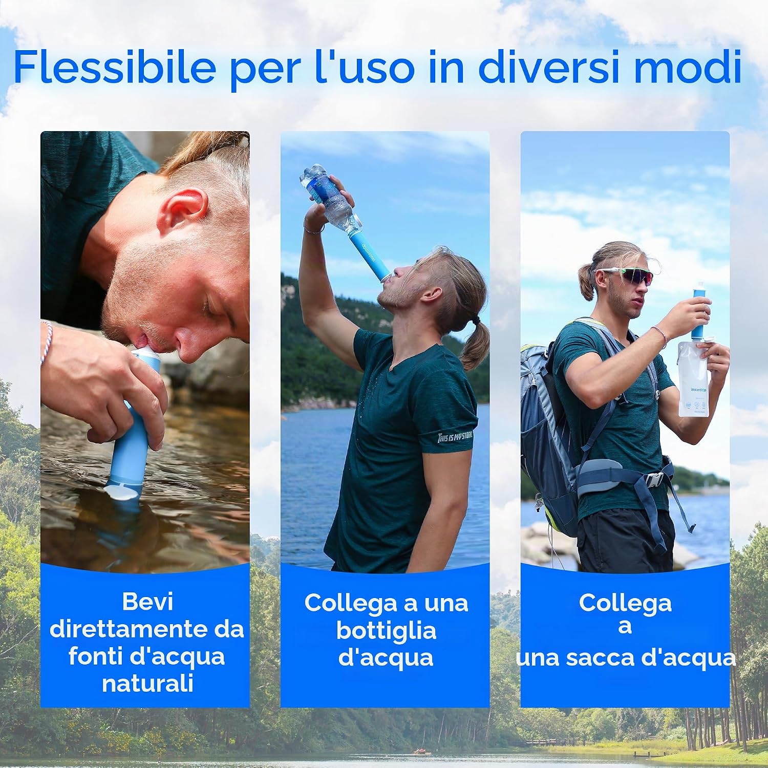 Thumbnail 6 de Waterdrop cannucchia con filtro per l’acqua per escursionismo: filtro portatile per bere in viaggio