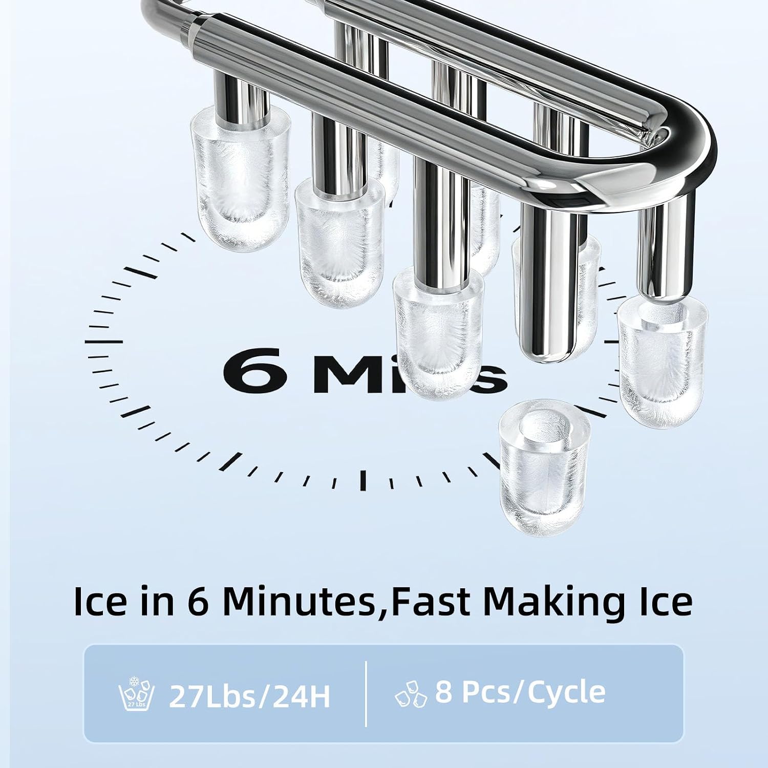 Detalle de Antarctic Star HZB-12/V Countertop Ice Maker, 27 Lbs/Day, Two Ice Sizes