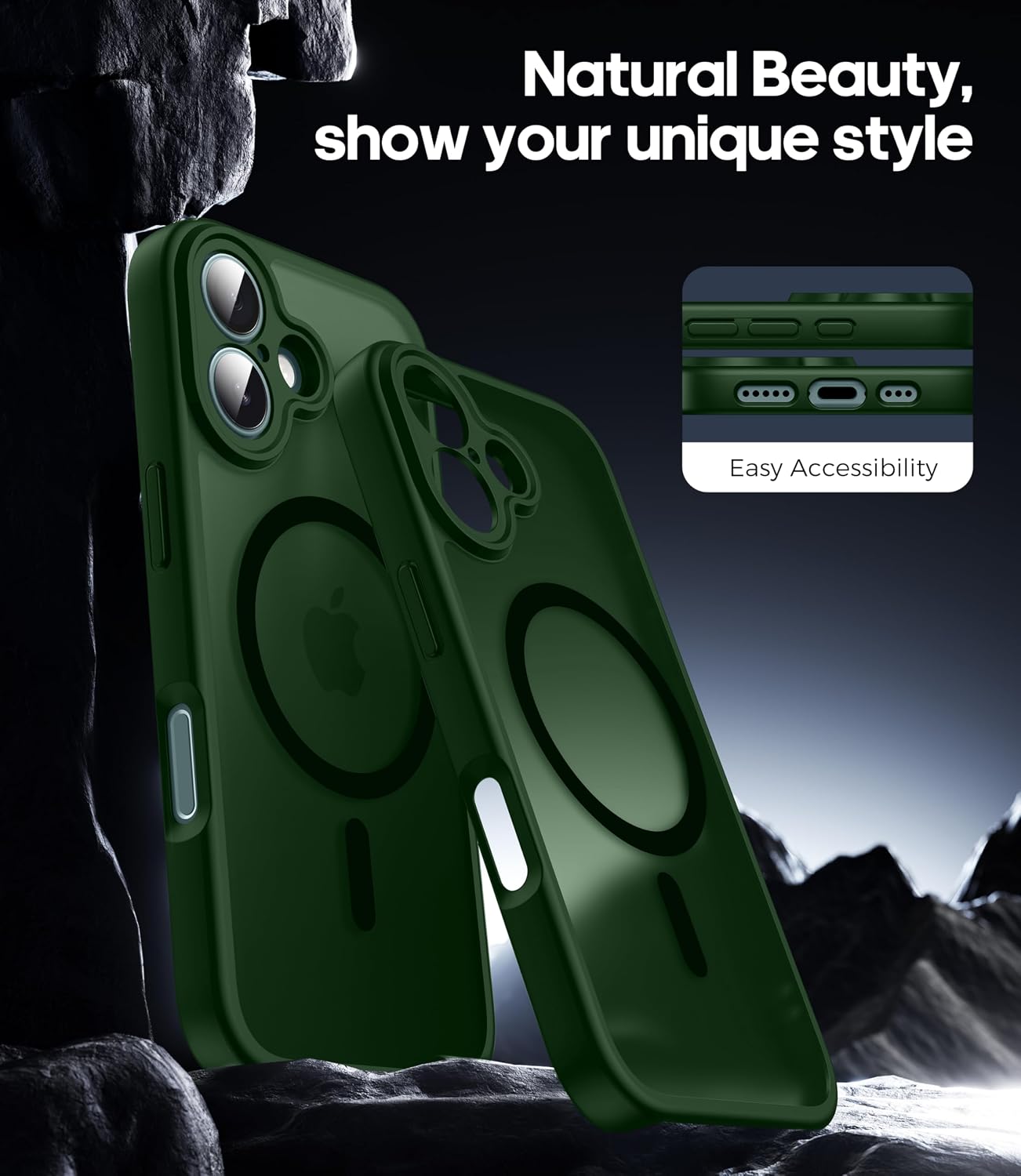 Thumbnail 6 de FLLAO for iPhone 16 Case with Mag-safe and 2x Glass Screen Protector – Slim Green Bumper