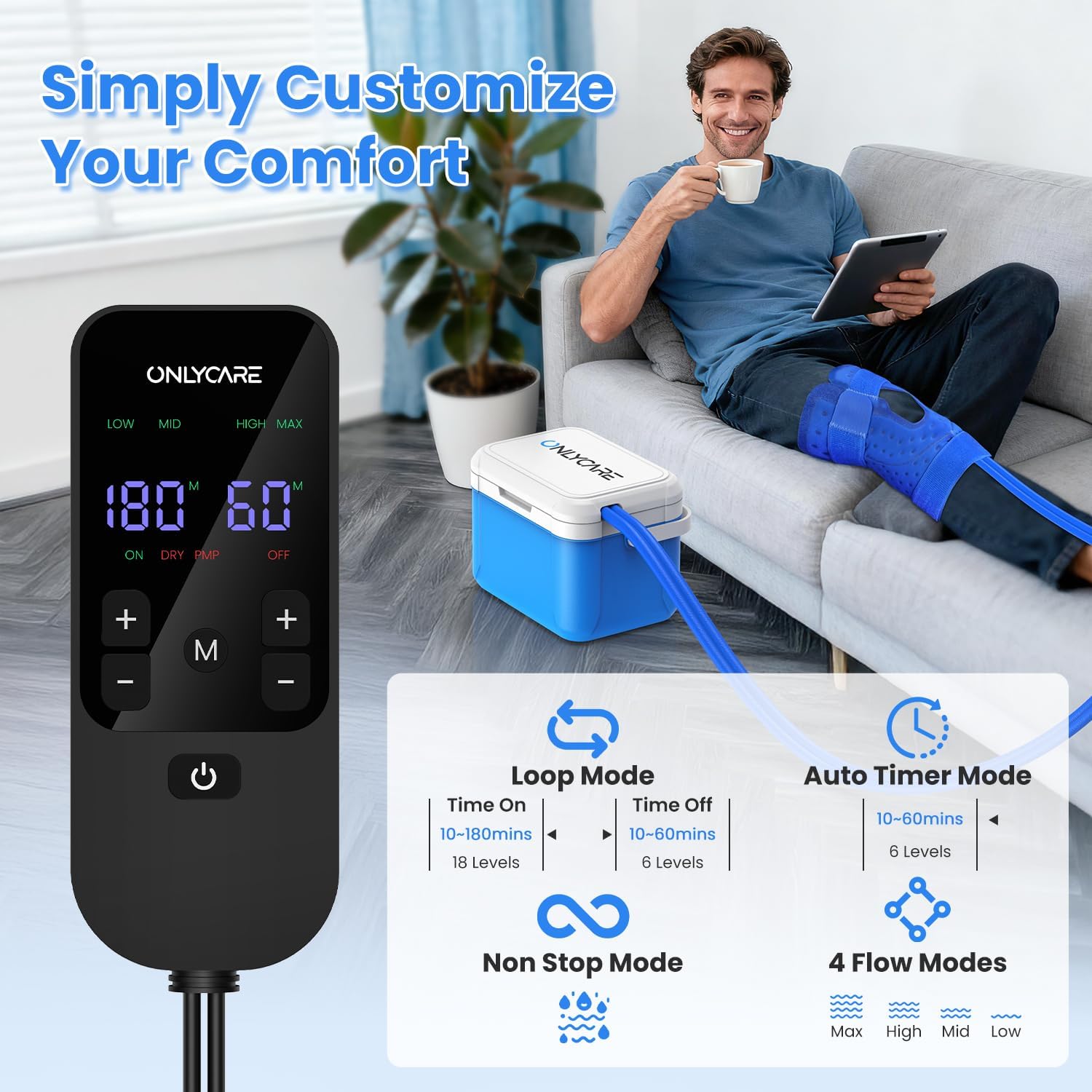 Thumbnail 2 de ONLYCARE CM02 Knee Ice Machine, Remote-Controlled Cold Therapy with 7-Quart Tank
