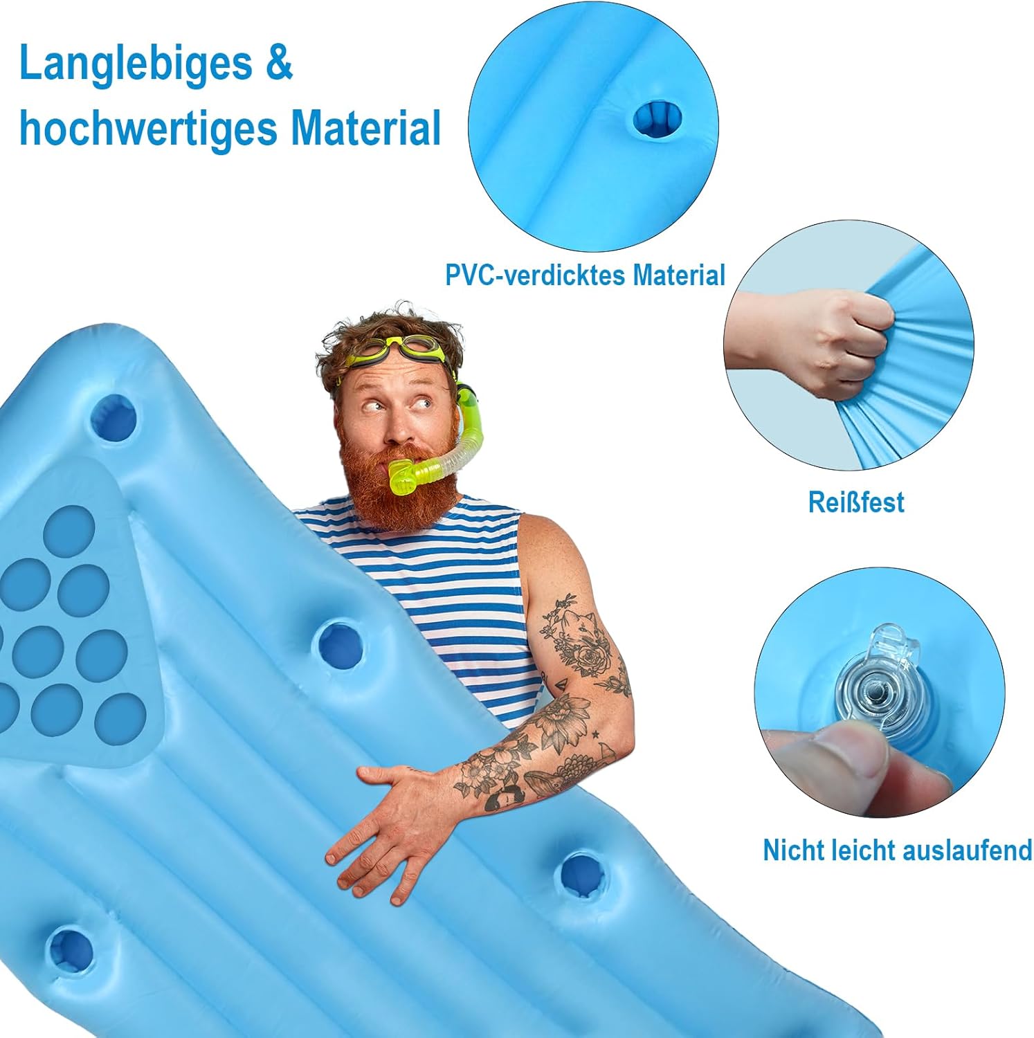 Thumbnail 2 de Faburo Aufblasbare Luftmatratze Schwimm Party Tisch 175x75x15 cm – faltbar, ohne Becher