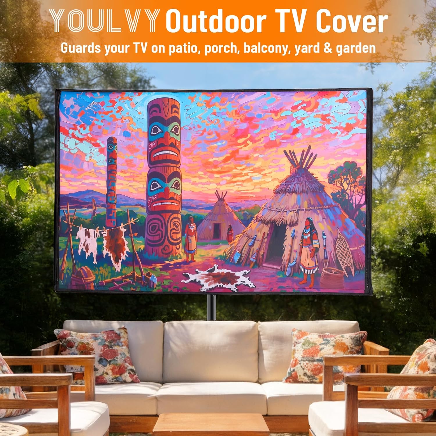 Detalle 2 de Youlvy Outdoor TV Cover 50-55 inch: Weatherproof Shield for Your Outside TV