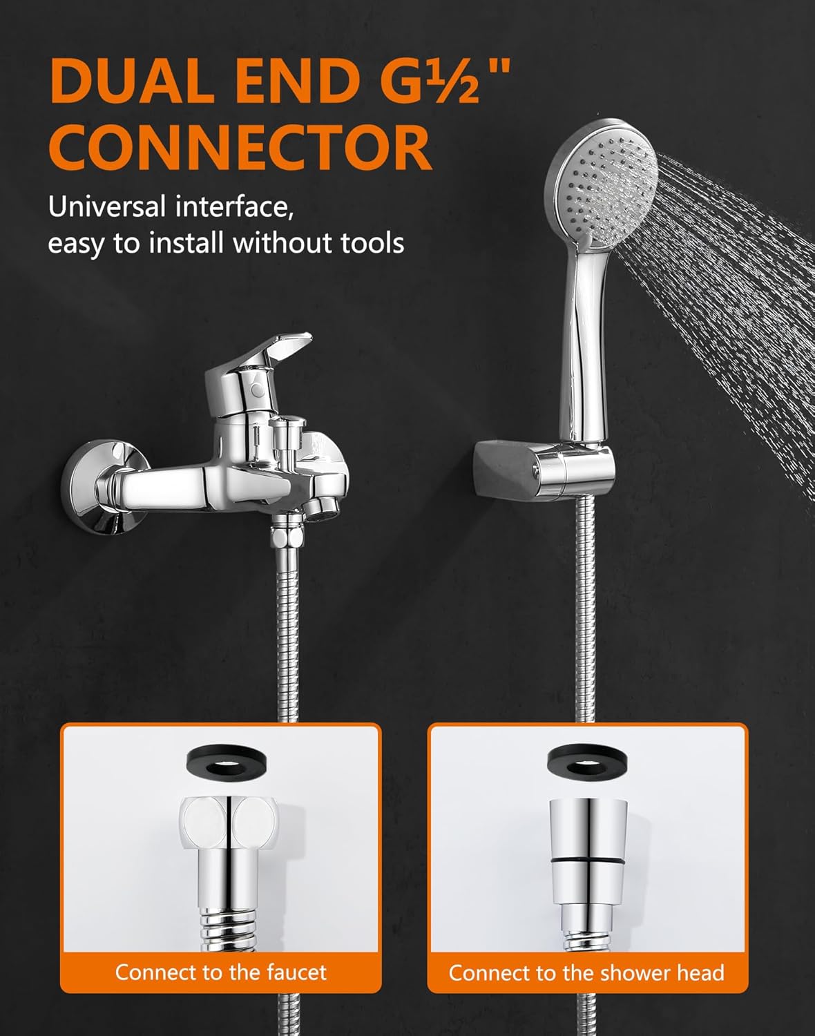 Thumbnail 5 de GRIFEMA 3m Shower Hose G851-30: Anti-Kink, Leakproof, Stainless Steel with Brass Connectors