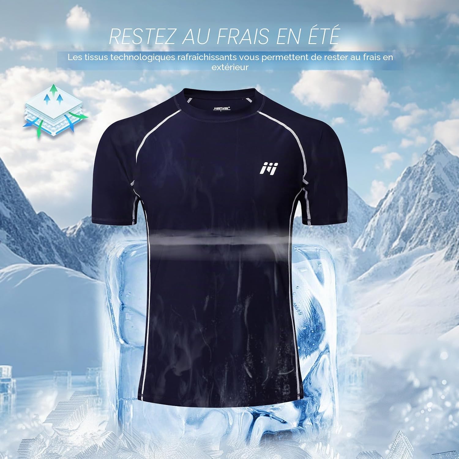 Detalle de MEETWEE Rashguard Homme Anti-UV UPF 50+ à Manches Courtes ou Longues – Séchage rapide et léger