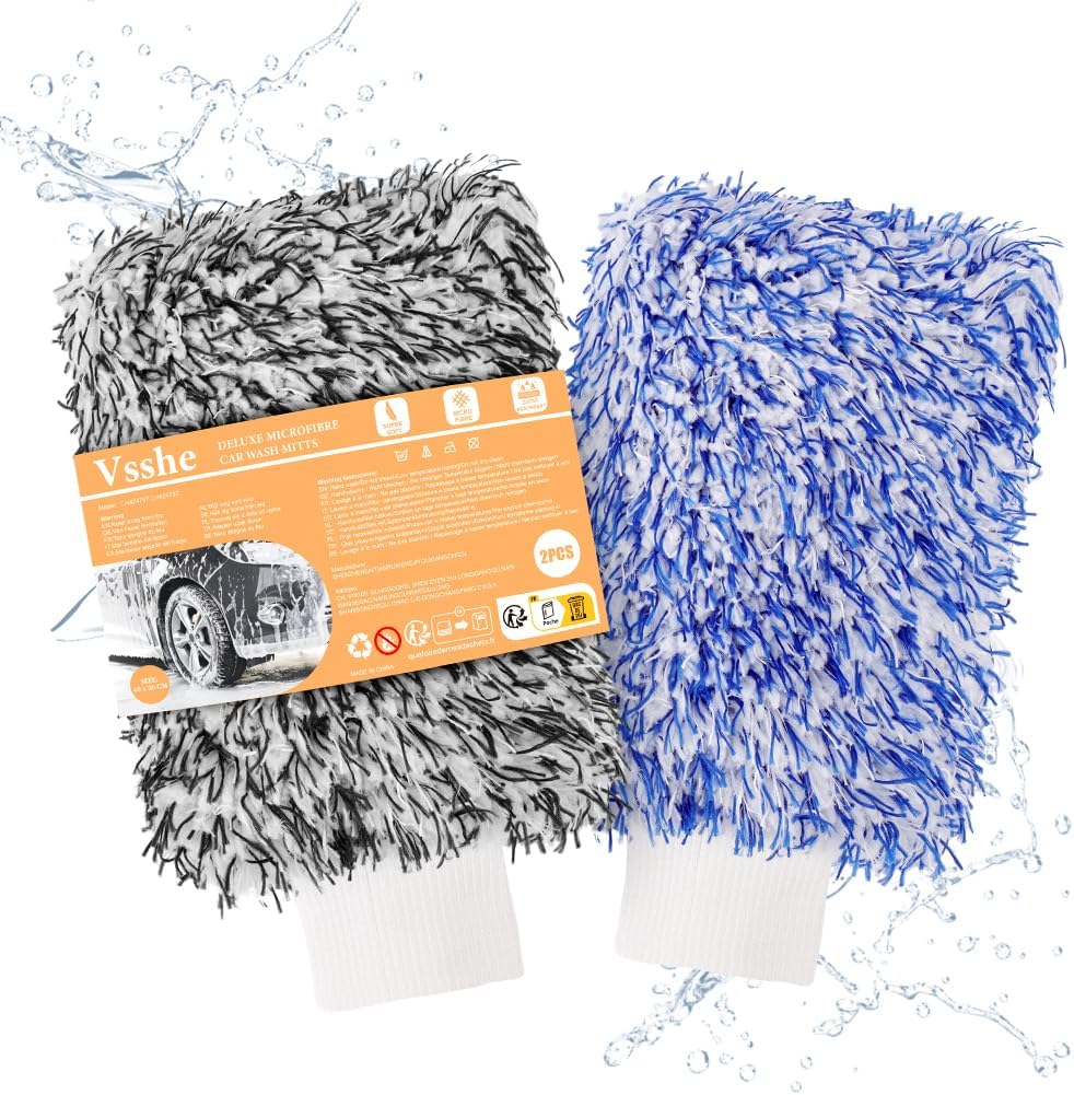 Detalle de vsshe U10-SHRST250311-FBA microvezel-autowashandschoenen, 2 stuks, dubbelzijdig