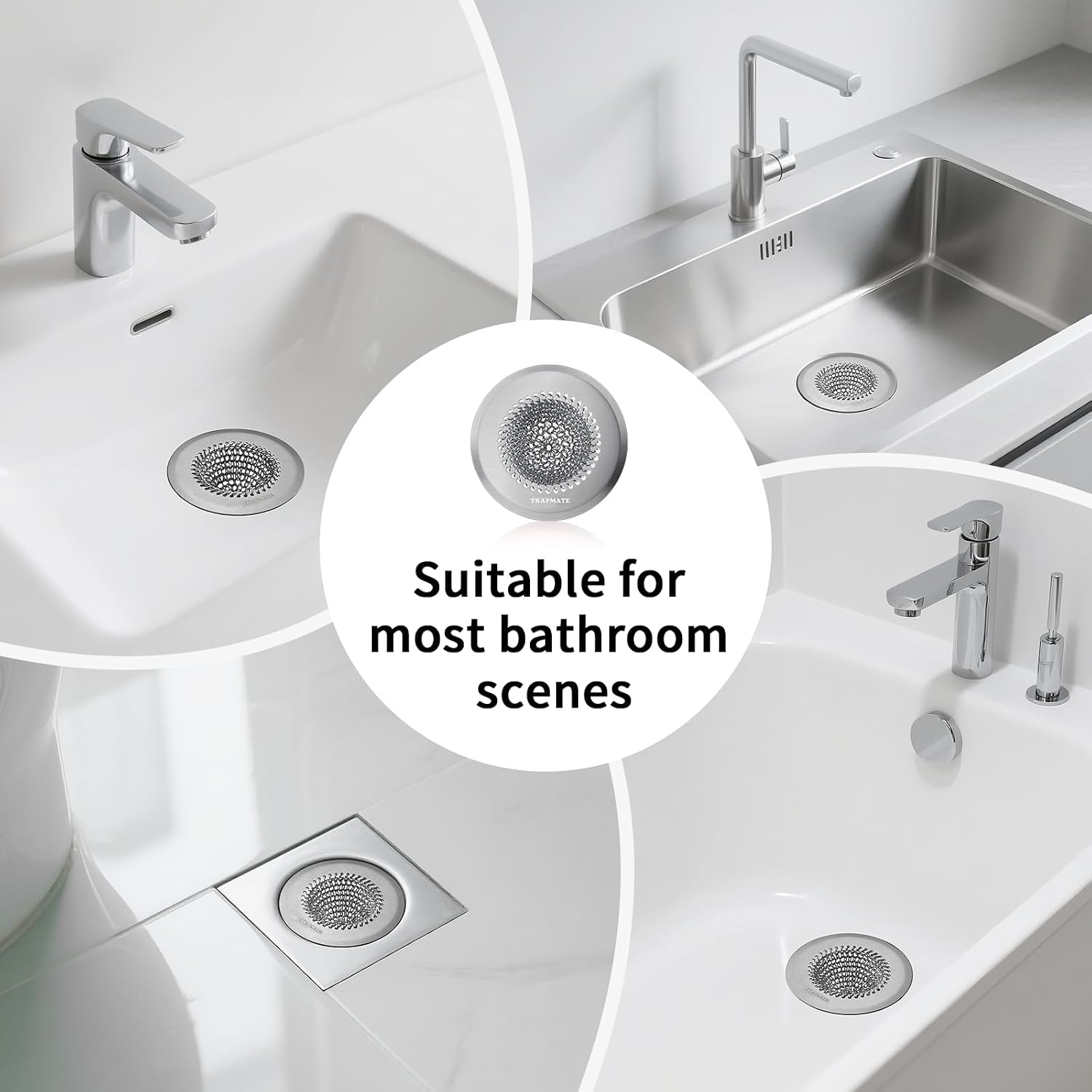 Detalle de TRAPMATE XN-LG Shower Drain Hair Catcher, 4.4-Inch 304 Stainless Steel