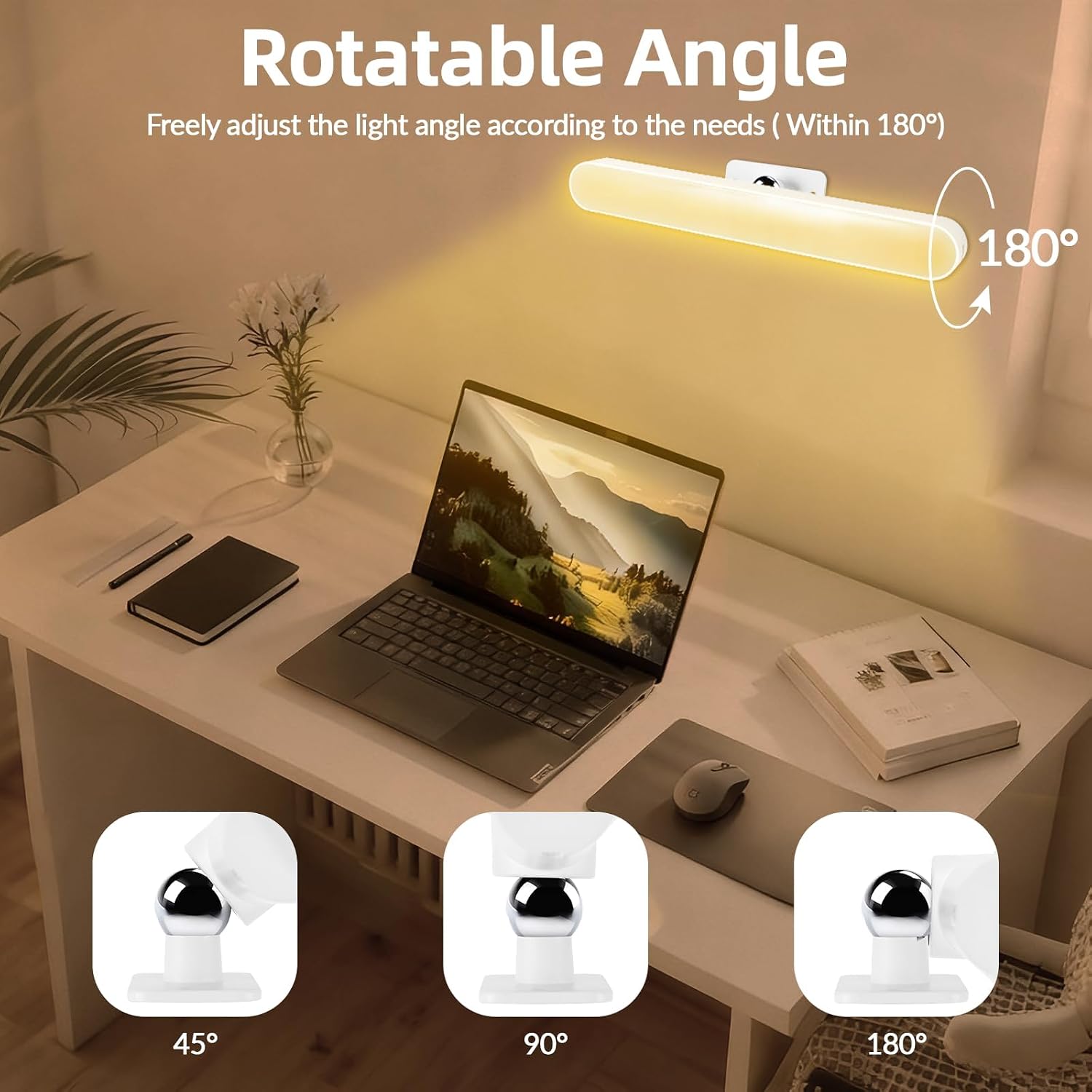 Thumbnail 2 de Collazoey cxjqd – lampa LED do lustra, ściemnianie dotykowe, 3 barwy, obrót 360°