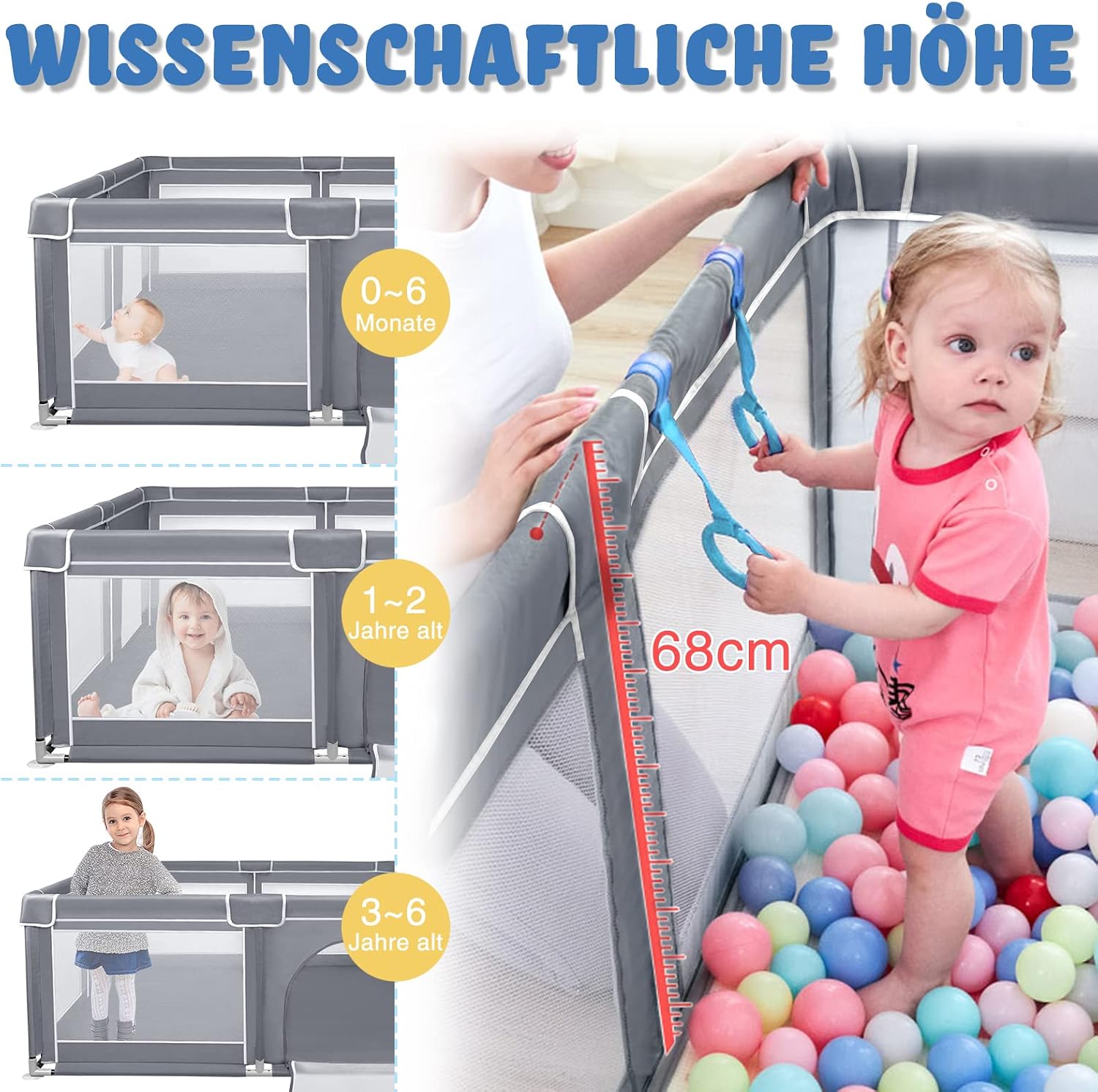Detalle 2 de ACXIN Baby Playpen 180 x 200 x 68 cm with Breathable Mesh and Non-Slip Base