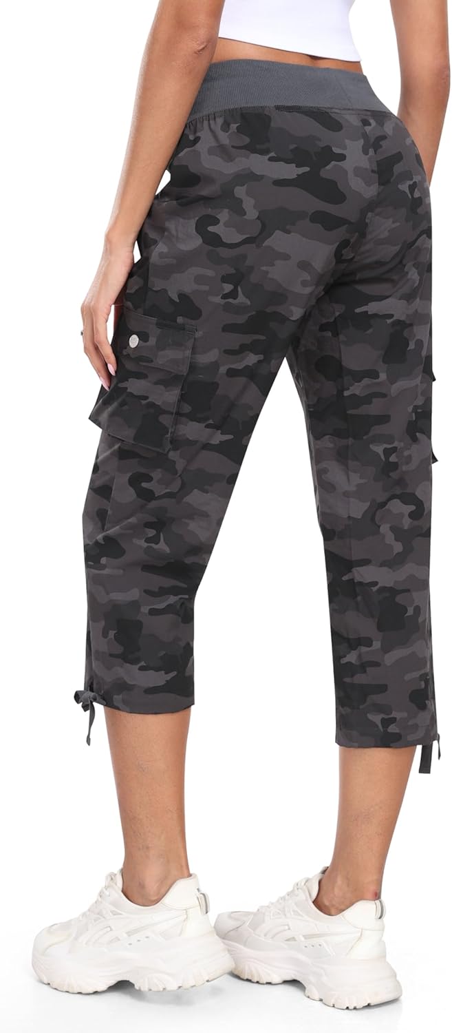 Detalle 2 de MoFiz Women’s Cargo Capris Pants (Loose Fit) Lightweight Quick-Dry Hiking Travel Pants