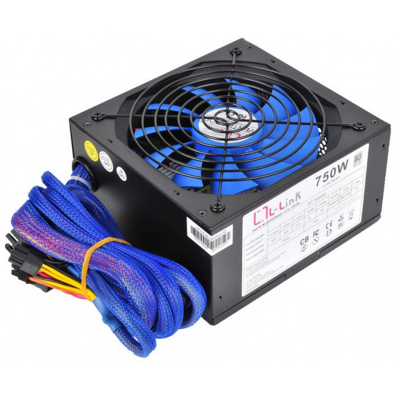 Detalle de L-Link ATX 750W 80 Plus: fuente de alimentación para PC con alta eficiencia y buena disipación