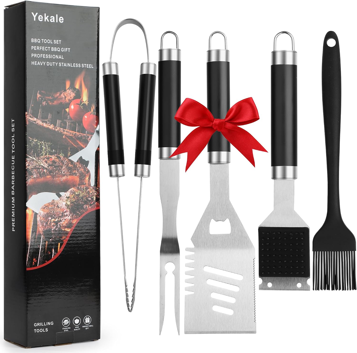 Detalle de Yekale 5PCS Grill Tools Set, 5-Piece Stainless Steel BBQ Utensils