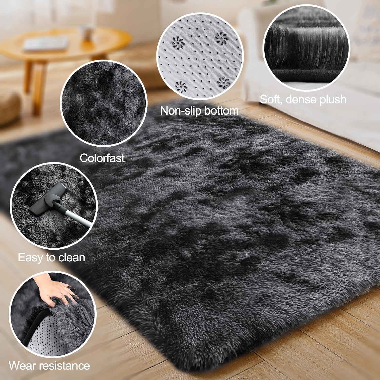 Thumbnail 6 de LNZHAO Rugs Living Room 160x230cm shaggy rug