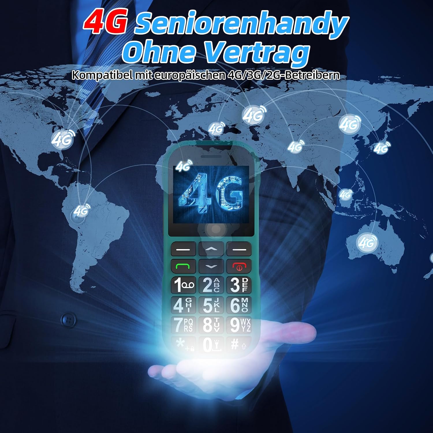 Thumbnail 2 de CHAKEYAKE 4G Seniorenhandy mit Großtasten – Notruf, Dock-Ladestation und 1800 mAh Akku