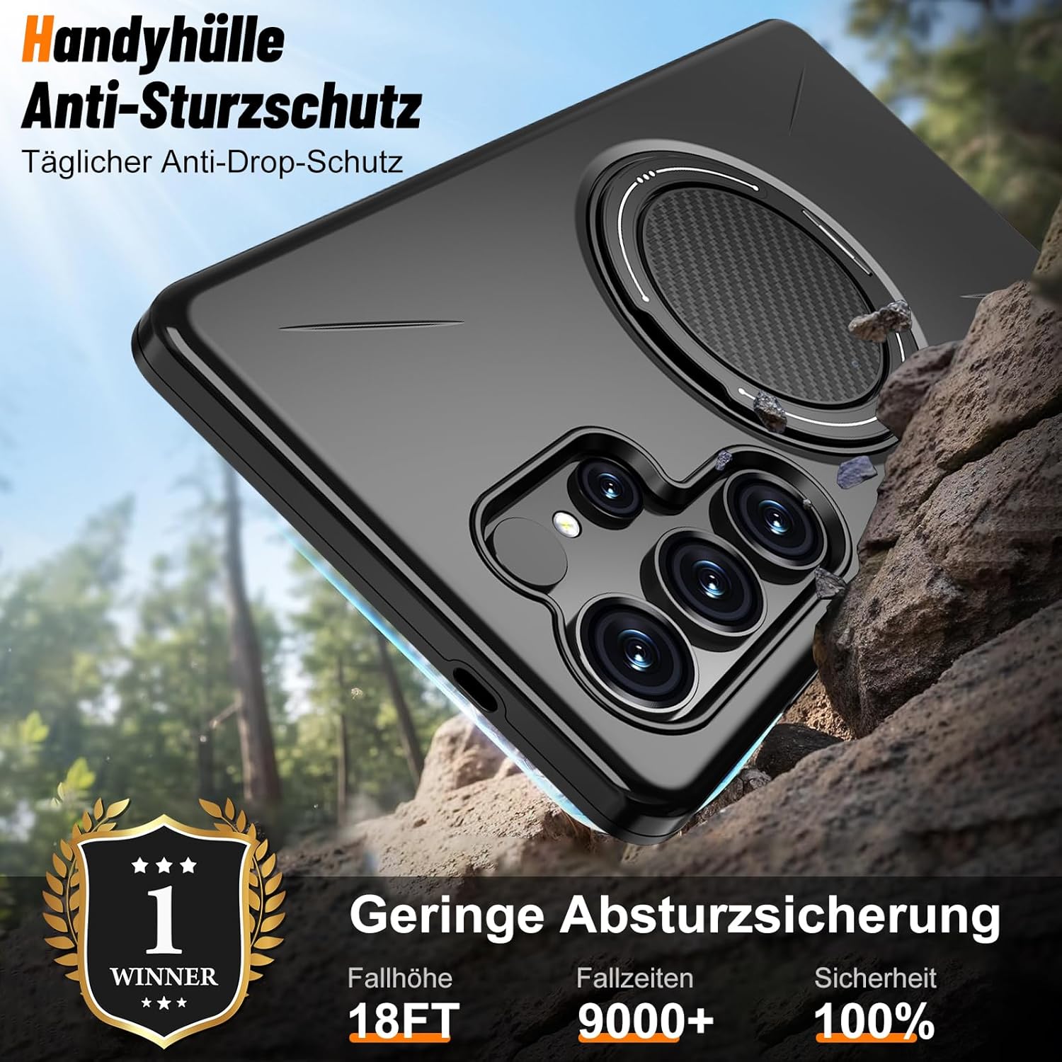 Detalle de Vanki Hülle für Samsung Galaxy S25 Ultra – Magnetisch kompatibel, 360° Ständer und Doppel-Schutz