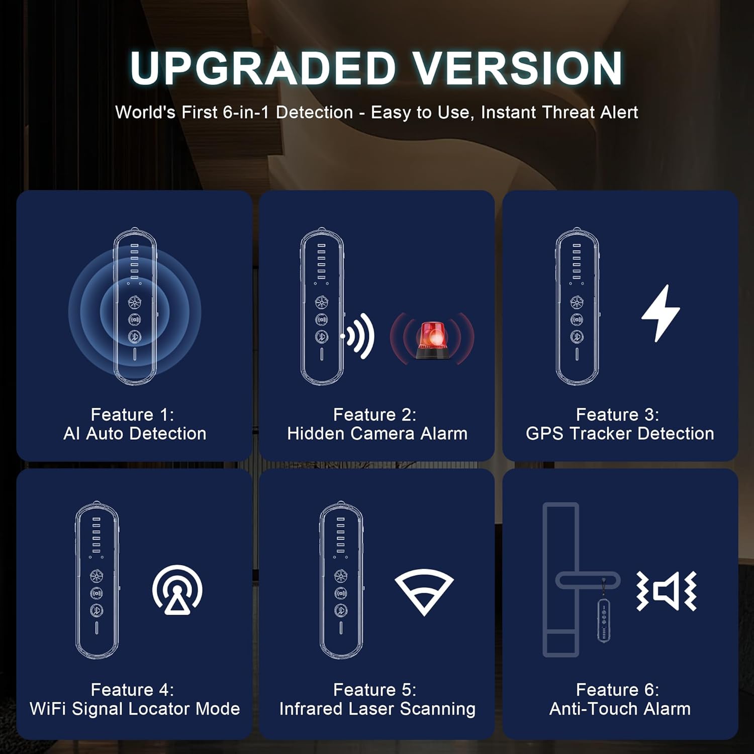 Thumbnail 3 de AOBOCAM Spy Hidden Camera Detector: AI-Powered Anti-Spy Device