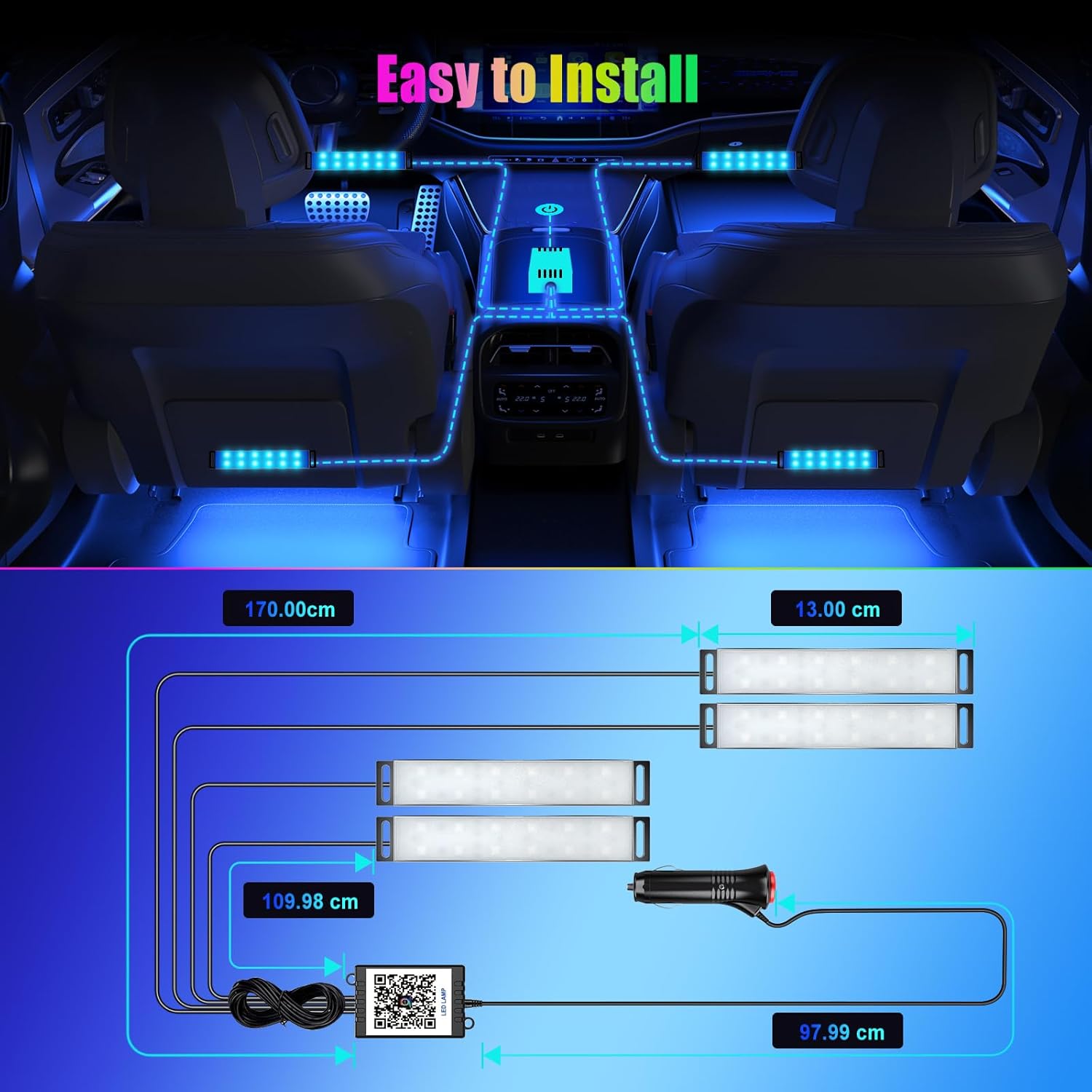 Thumbnail 5 de YiLaie Luces LED Coche Interior 16 Mio Colores