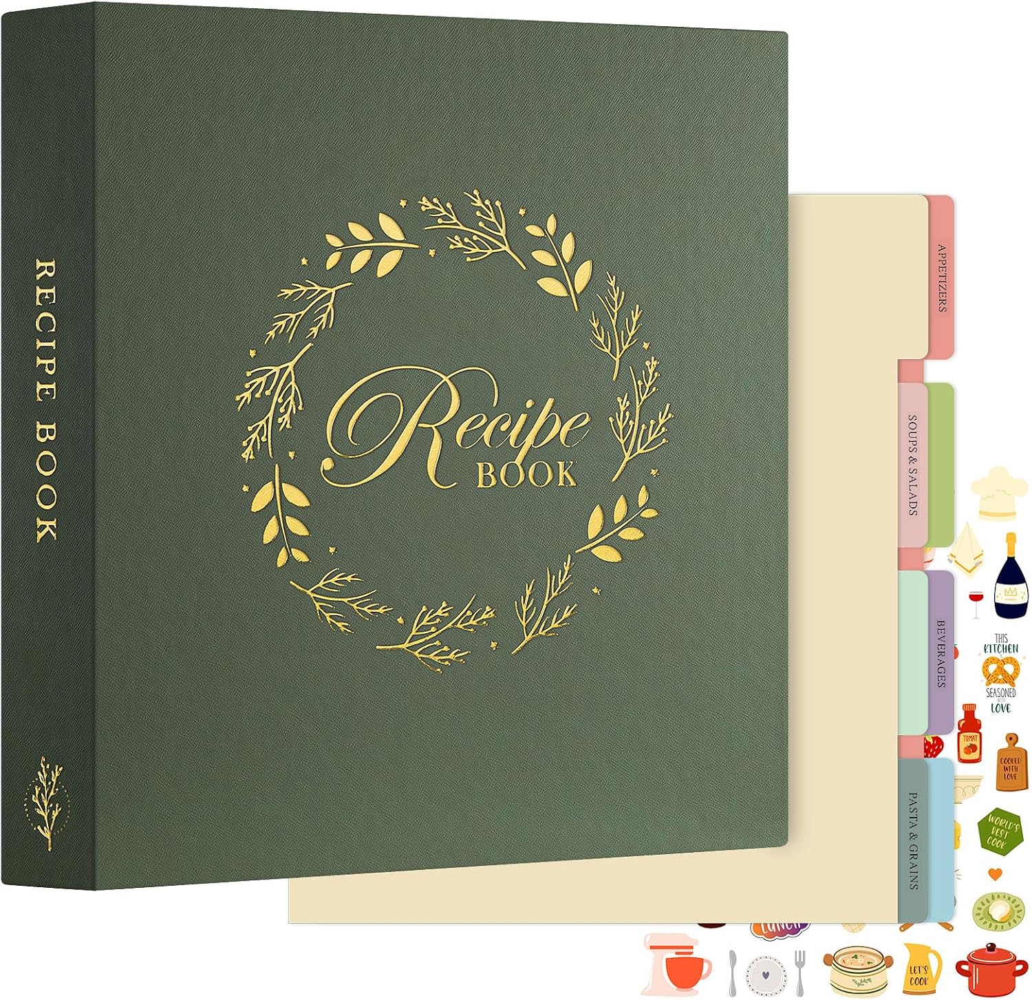 Detalle de Lanpn Recipe Binder 8.5x11 3 Ring Kit – Waterproof, Write-Your-Own Recipes with 60 Plastic Sleeves