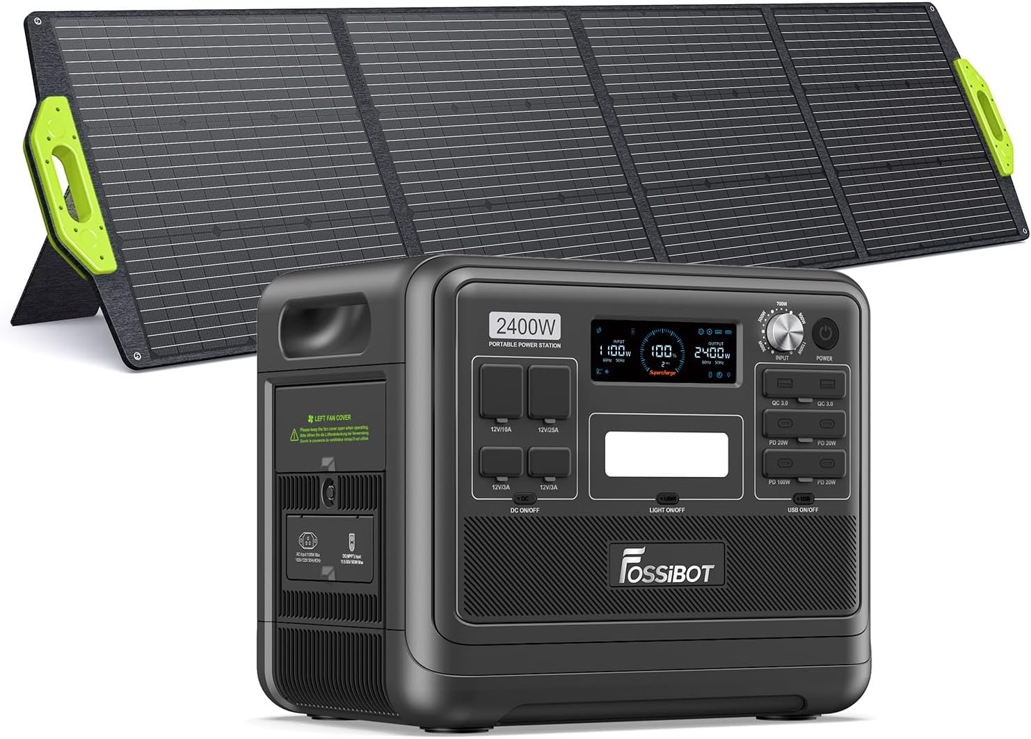 FOSSiBOT F2400 : générateur solaire portable LiFePO4 2048 Wh avec panneau 200 W