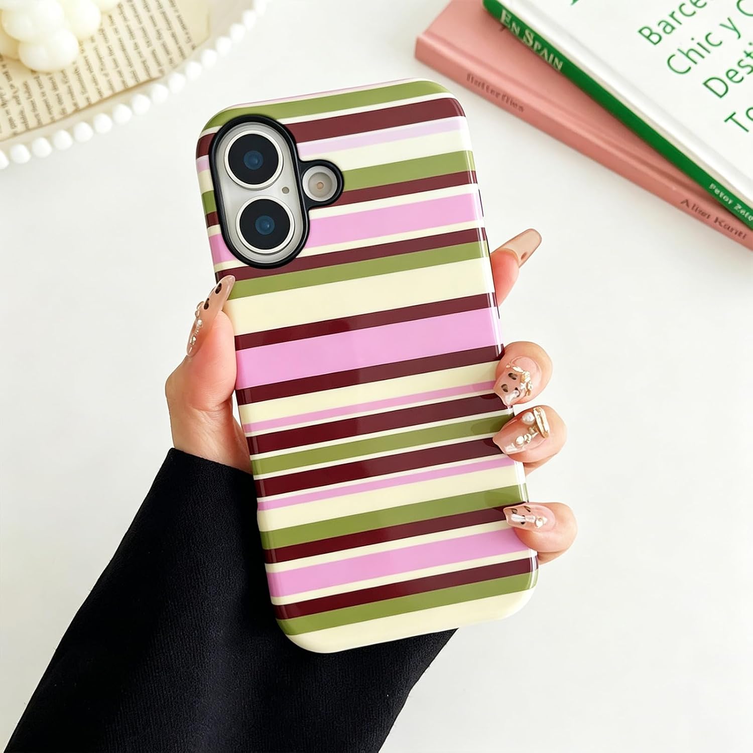 Thumbnail 1 de Sayoaho iPhone 17 Case, Yellow Retro Stripes, Soft TPU Edge and PC Back