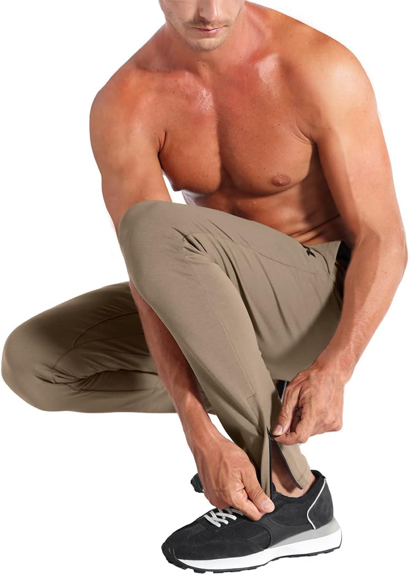 Detalle de BROKIG Mens Zip Gym Joggers Slim Fit Trousers