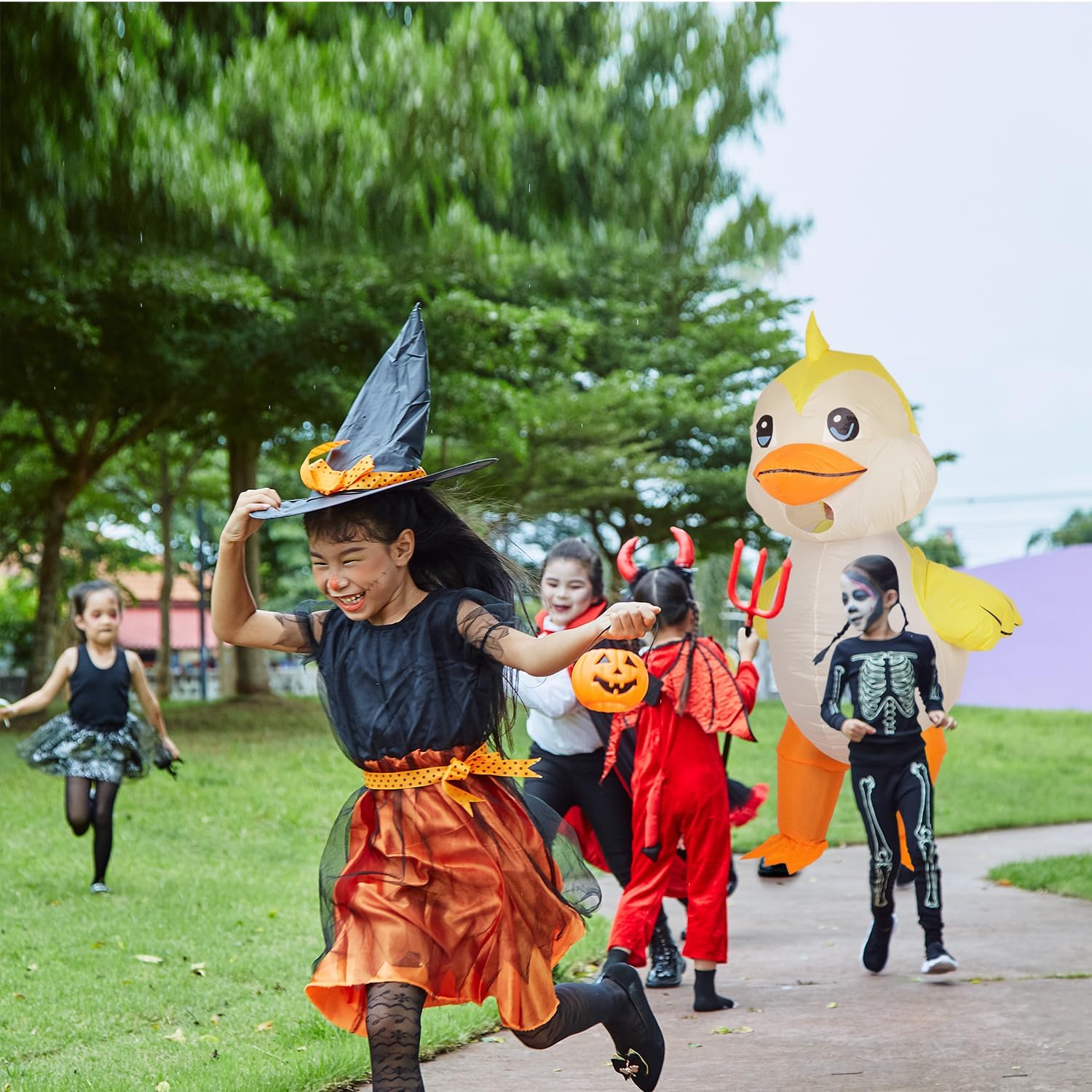Detalle de M MH ZONE Inflatable Duck Costume for Adults and Kids, Bright Yellow with Fan