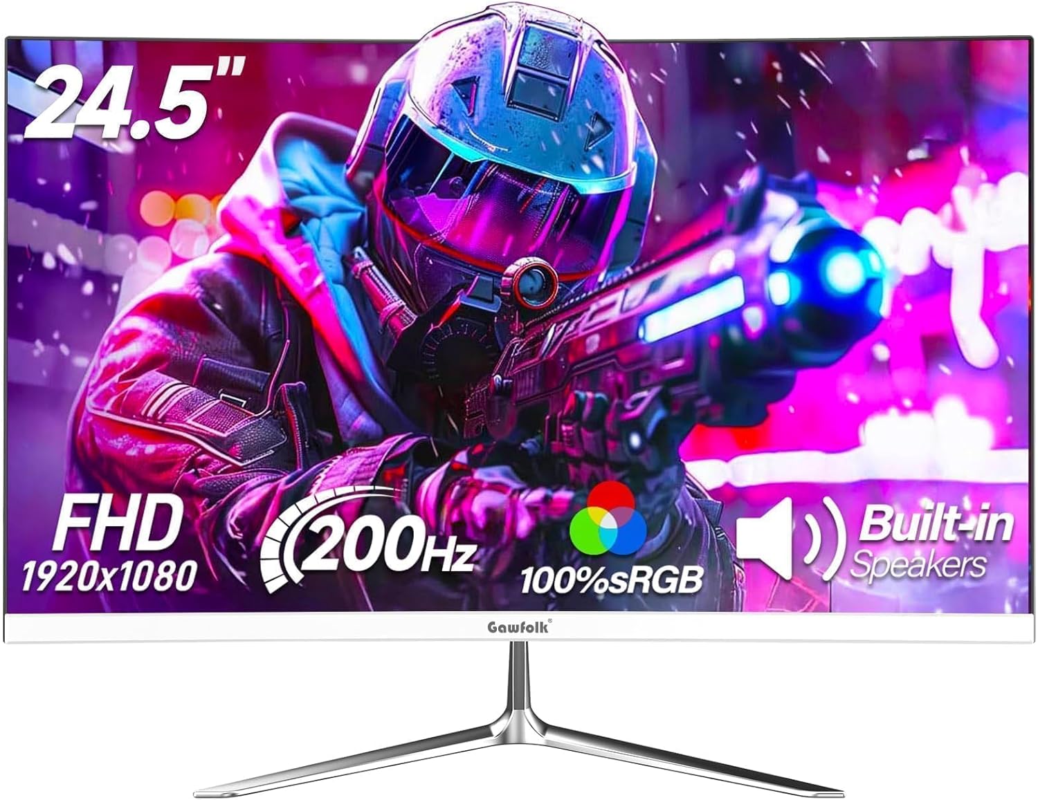 Detalle de Gawfolk Monitor Gaming 24,5" 200Hz FHD 1920x1080 con AMD FreeSync e altoparlanti integrati