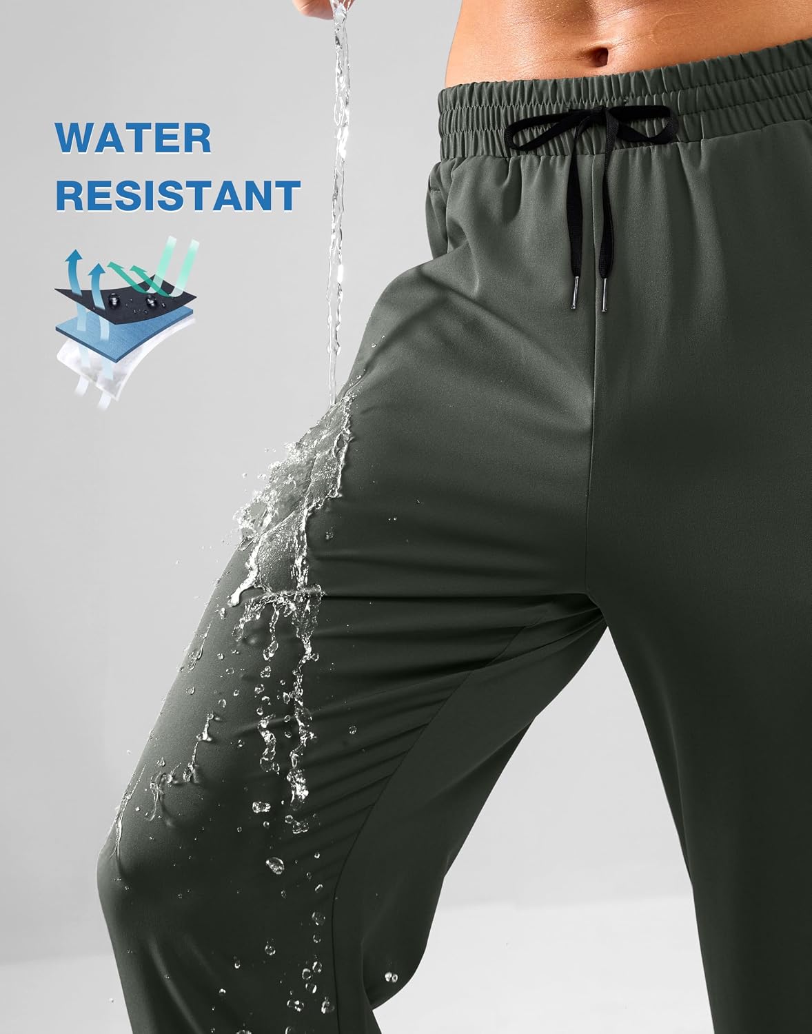 Detalle de Pudolla Men's Lightweight Hiking Pants: Quick-Dry, Water-Resistant Travel & Workout Pants