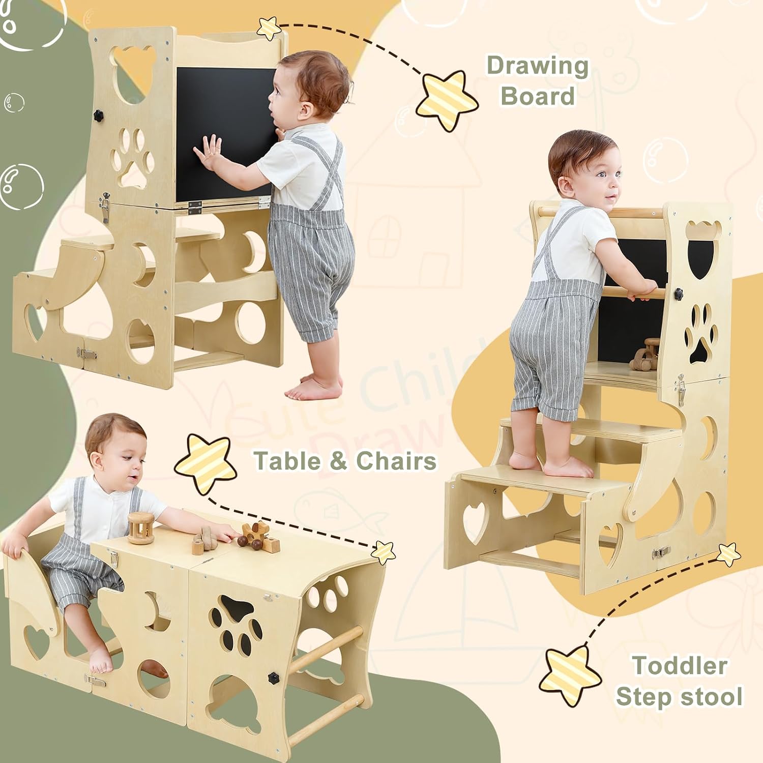 Detalle de Toddler Kitchen Step Stool with Chalkboard