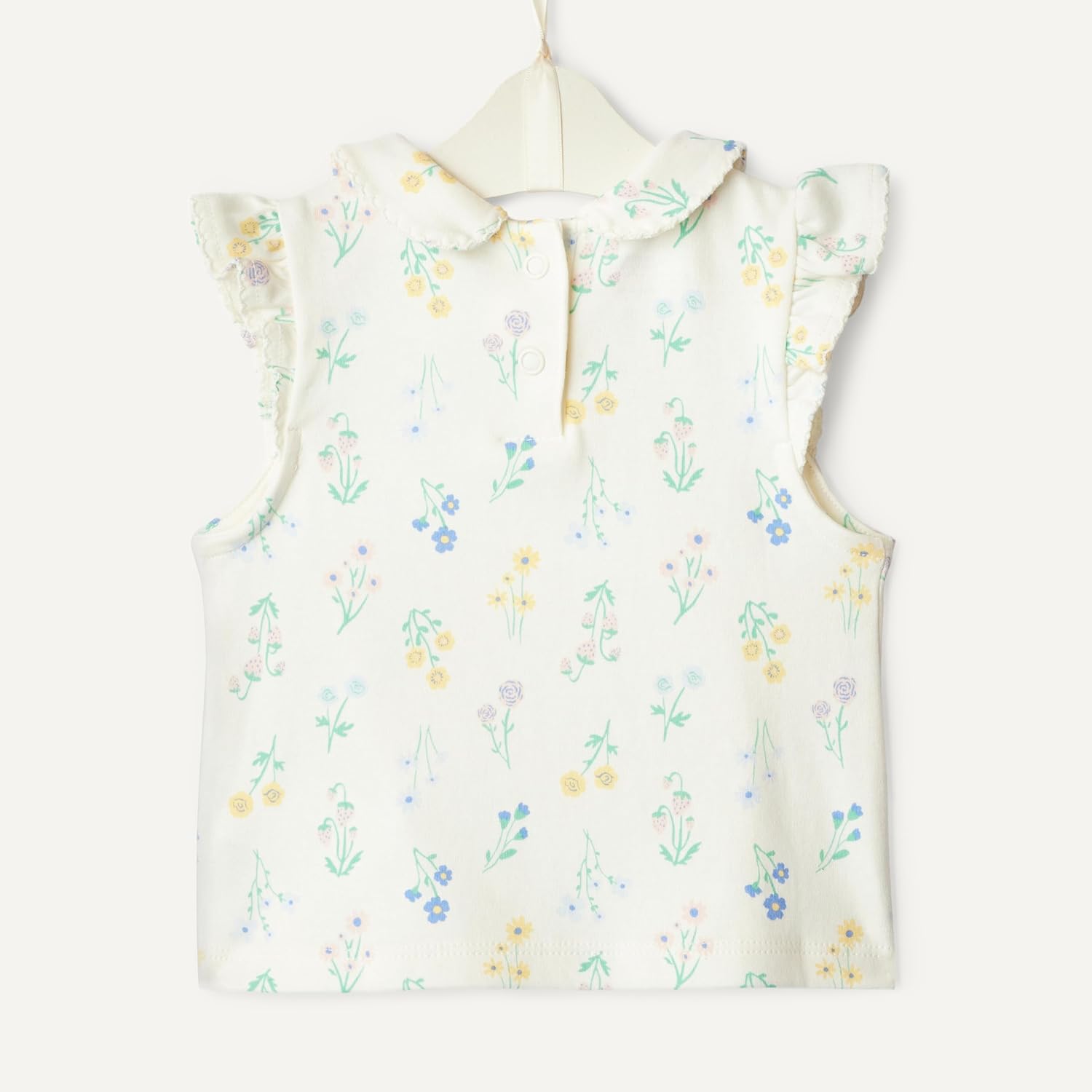 Detalle de Amazon Essentials x Sofia Grainge Toddlers and Baby Girls' Cotton Short Sleeve Blouses with Ruffles (Pack of 2)