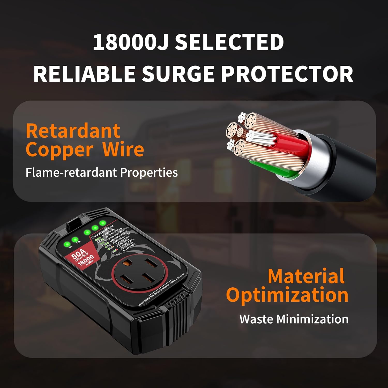 Thumbnail 4 de Vehiker 18000 Joules RV Surge Protector 50A
