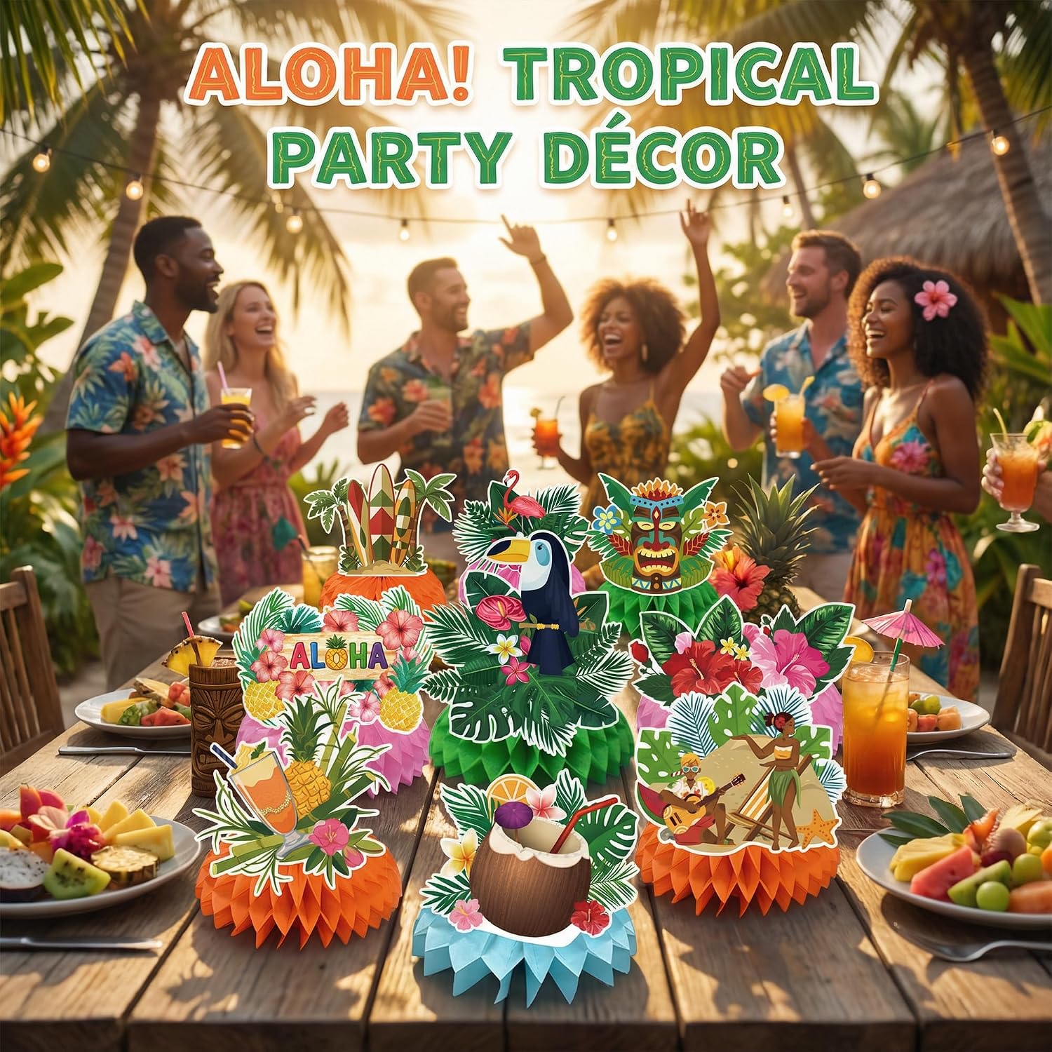 Detalle de Hawaiian Honeycomb Table Centerpieces, 9-Piece Set