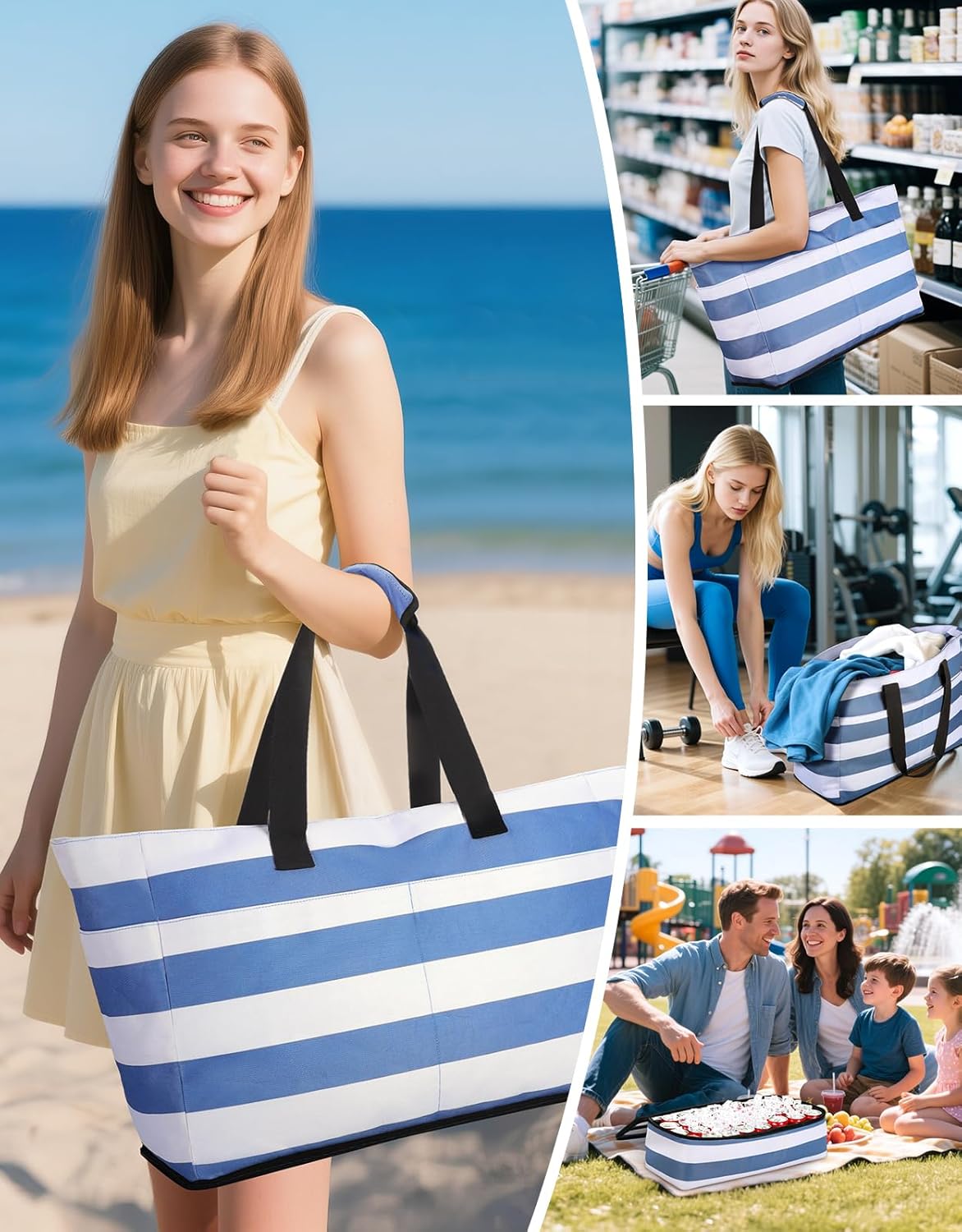 Detalle de CIRYCASE Beach Bag with Cooler, 54L Extra Large Tote for Women