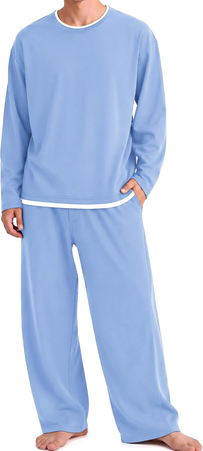Detalle 2 de Ekouaer Men's Pajama Set in Polyester-Spandex Blend