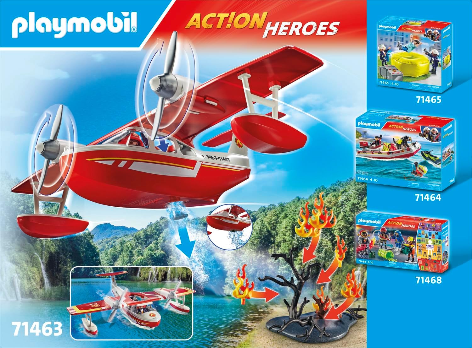 Thumbnail 4 de PLAYMOBIL City Action Feuerwehrflugzeug mit Löschfunktion (71463) – Heldinnen- und Heldenrettung für Kinder ab 4 Jahren