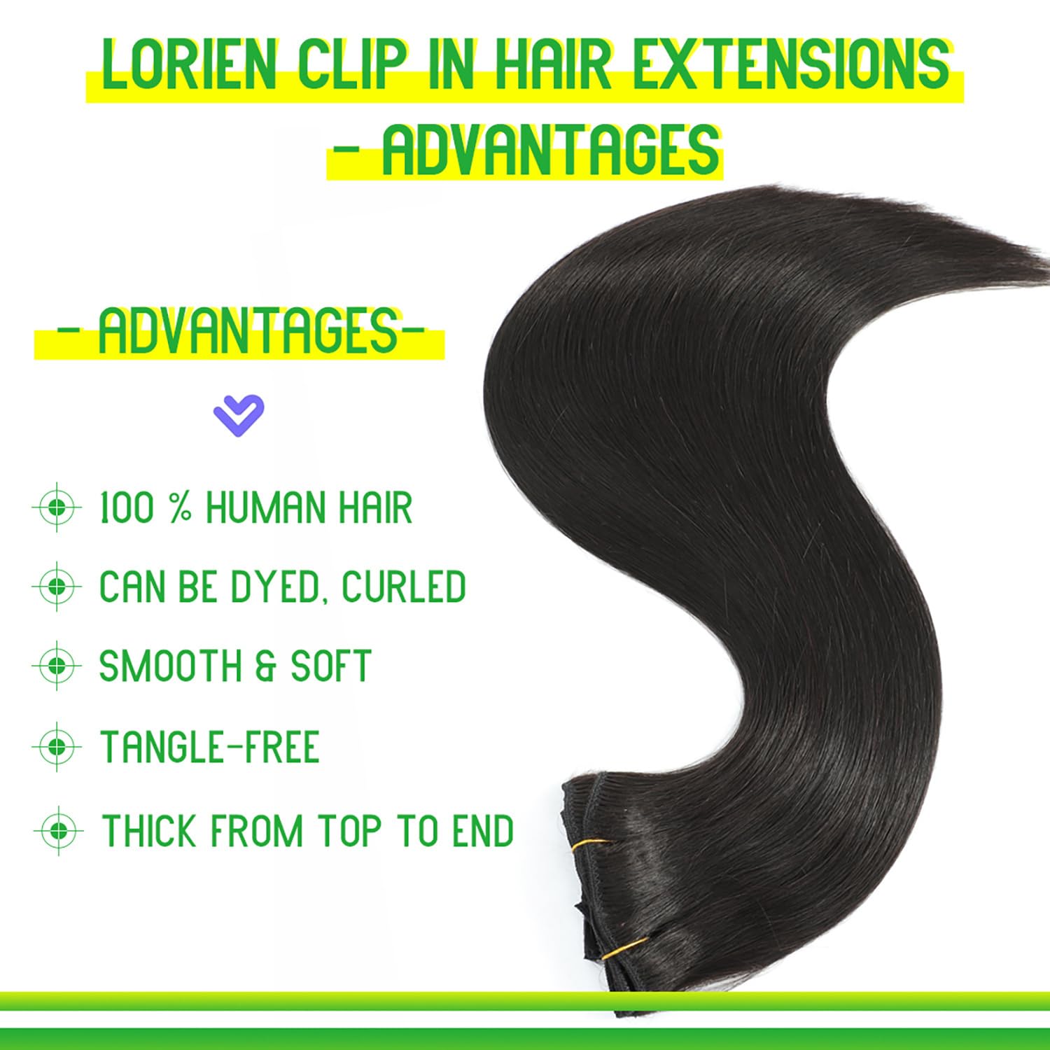 Thumbnail 1 de LORIEN Clip in Hair Extensions 18 Inch 💇♀