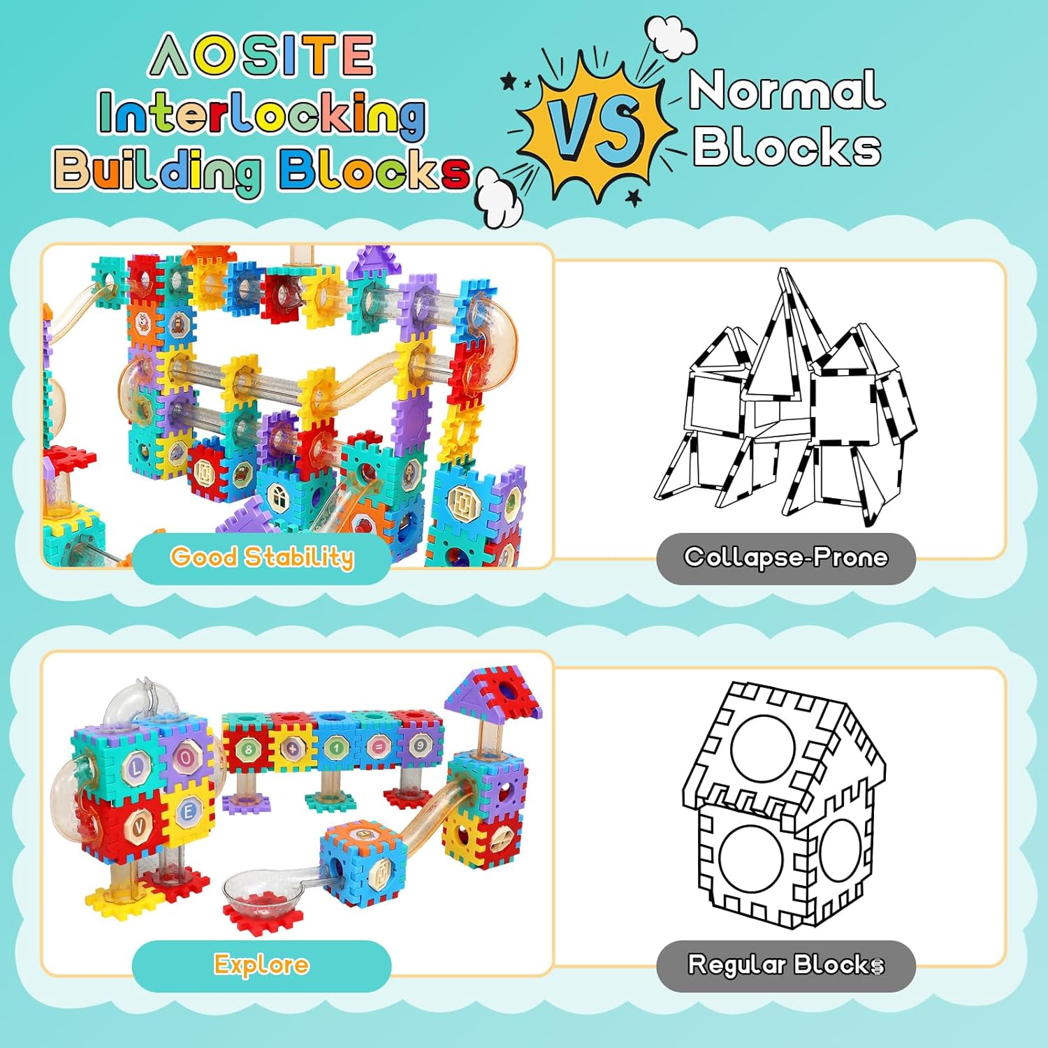 Detalle de AOSITE 234-Piece Marble Run Kit for Kids (Ages 3–12)