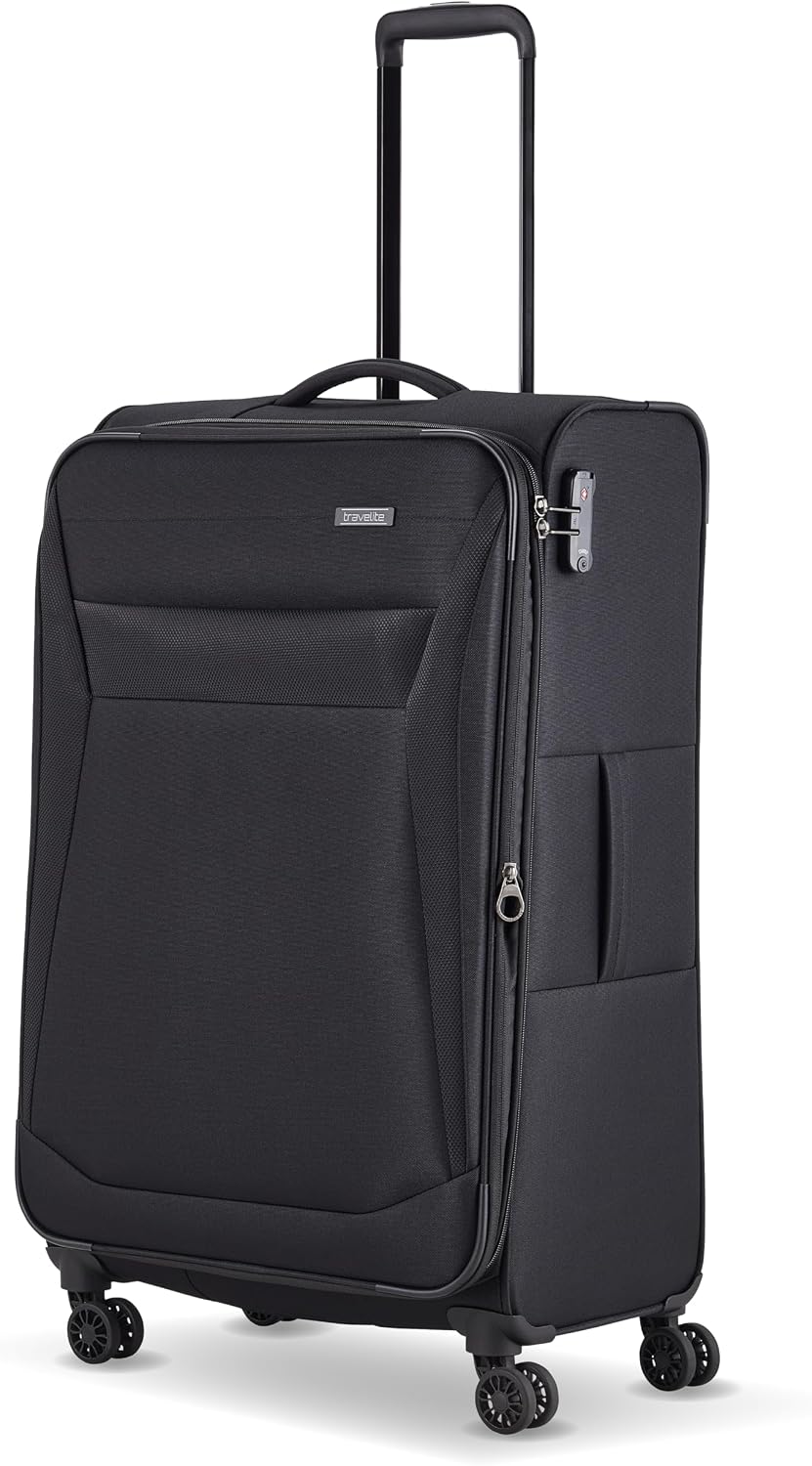 Detalle de Travelite Chios 78 cm Weichschale Koffer – 90–97 L, Dehnfalte, Kantenschutz, TSA-Schloss