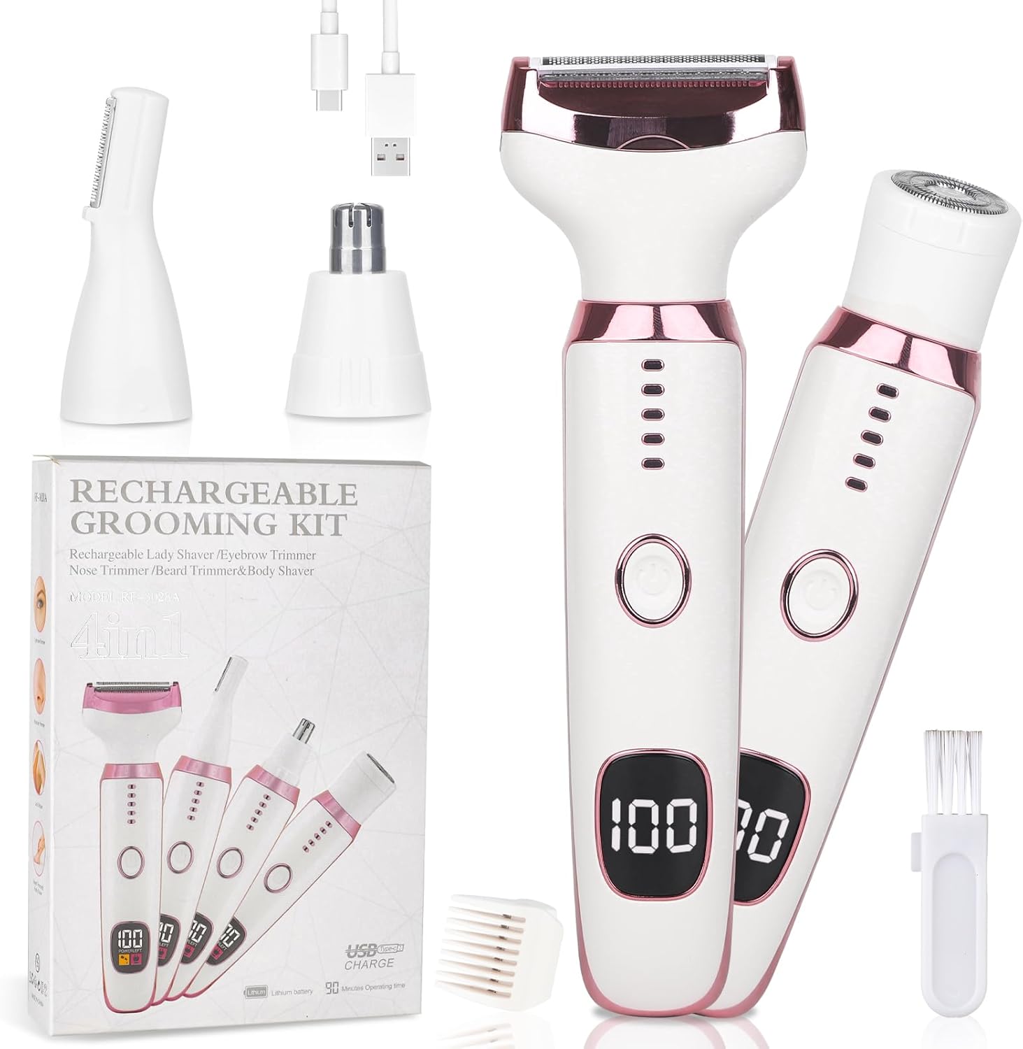 Detalle de Beanify 4-in-1 Electric Razor with LED Display — Wet/Dry, USB-C, IPX7
