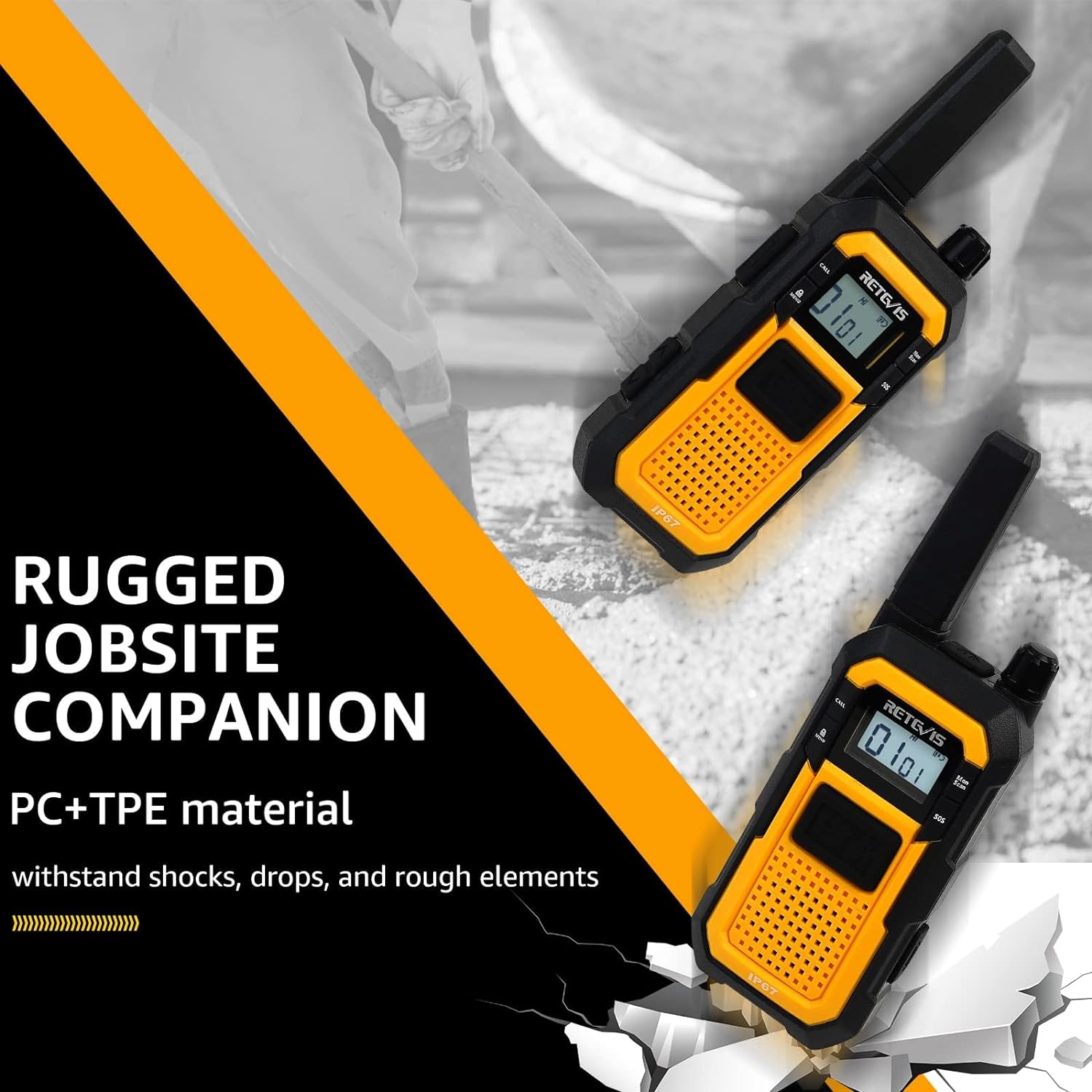 Detalle 1 de Retevis RB48 Heavy Duty Walkie Talkies 2000 mAh