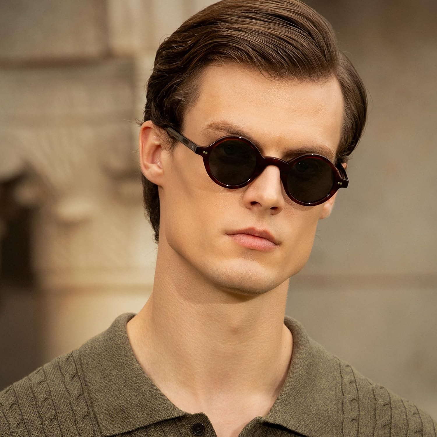 Thumbnail 2 de CARFIA Retro Round Polarised Sunglasses Mens, Italian Acetate UV400 Protection CA2501