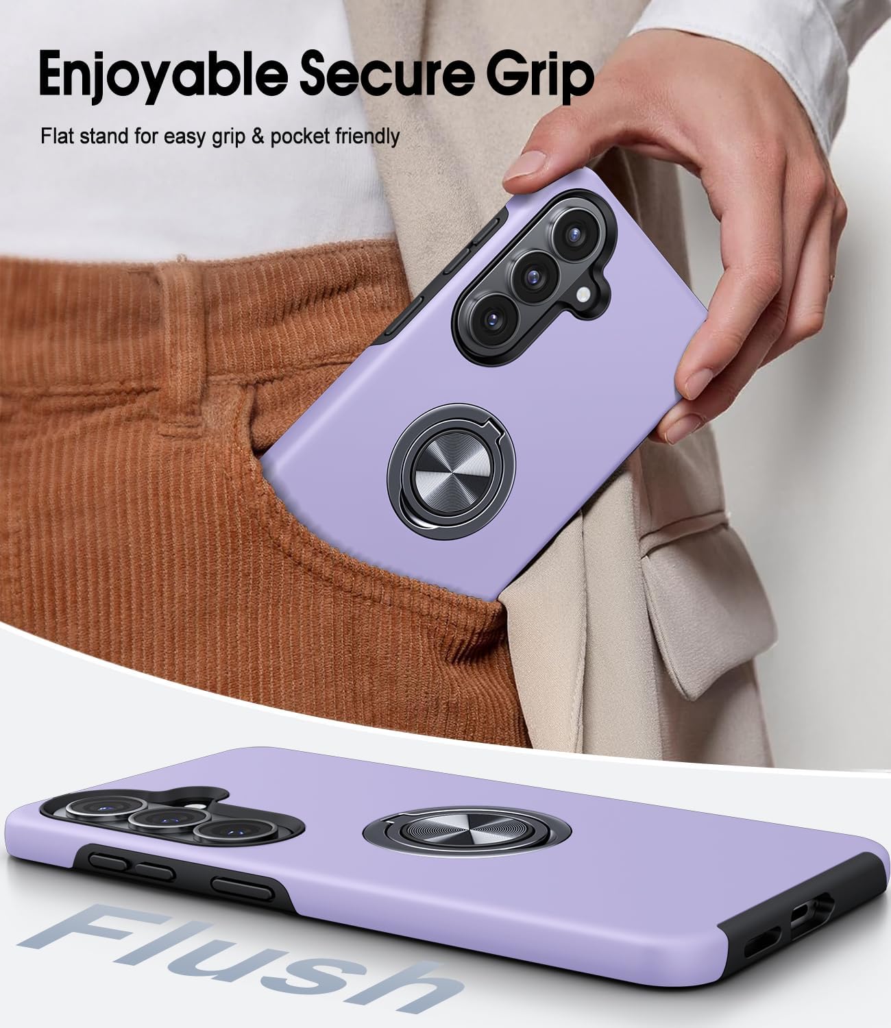 Thumbnail 6 de AOUIA Samsung Galaxy S26 Case with 2-Pack Screen Protectors — 3-in-1 Set with 360° Ring Stand