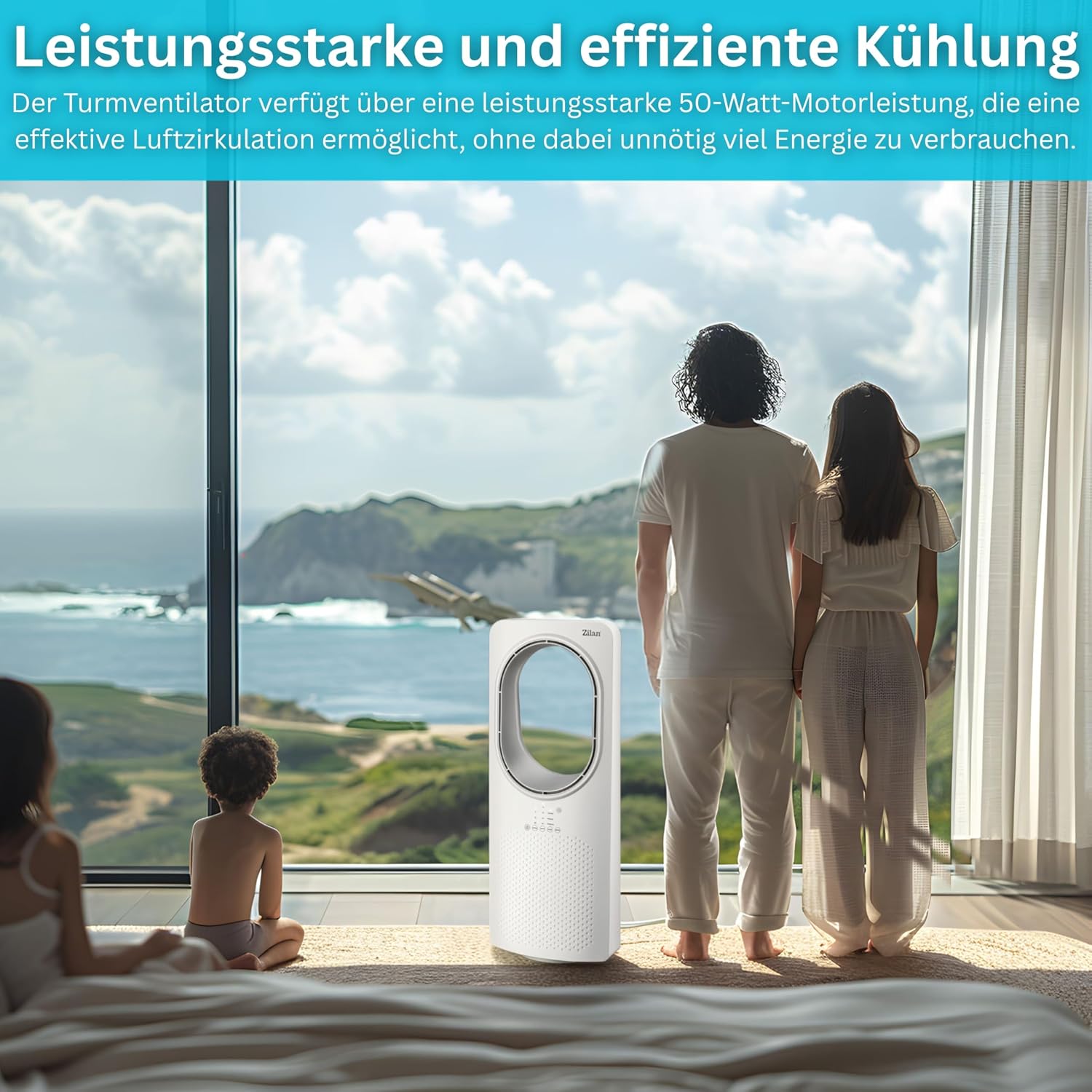 Detalle 2 de Zilan Turmventilator mit Fernbedienung – kompakt, leise und effizient