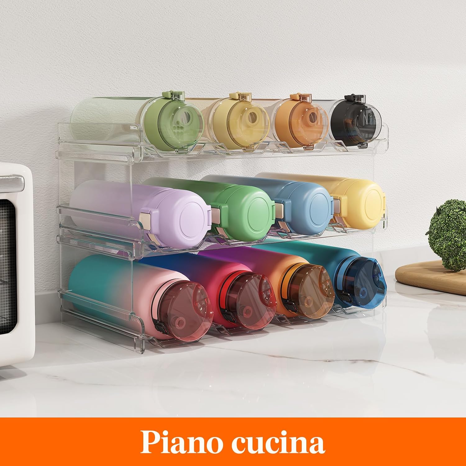 Thumbnail 6 de Lifewit set di 3 portabottiglie impilabili per armadio e frigorifero (ognuno con 4 ripiani/recipienti)