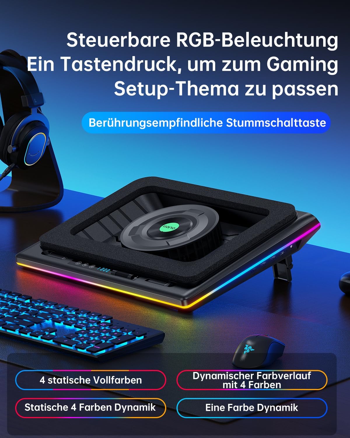 Detalle de llano Gaming Laptop Kühler Kühlpad 14 cm