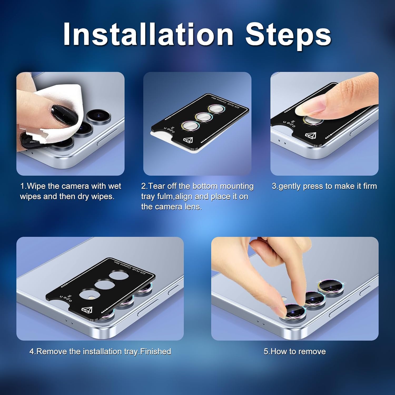Detalle 2 de Avocase BTS0290-08 Camera Lens Protector for Galaxy S25 Plus, 9H Glass