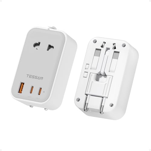 Detalle de TESSAN Adaptateur prise universelle PD 20W avec 2 USB-C — 4 en 1 pour voyages