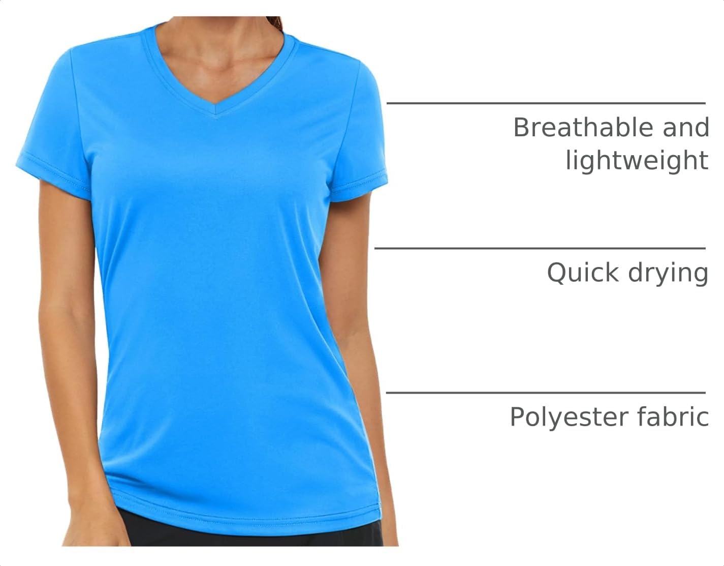 Detalle de MAGCOMSEN Women's Workout Tops: Short Sleeve UPF 50+ Quick-Dry V-Neck Tee