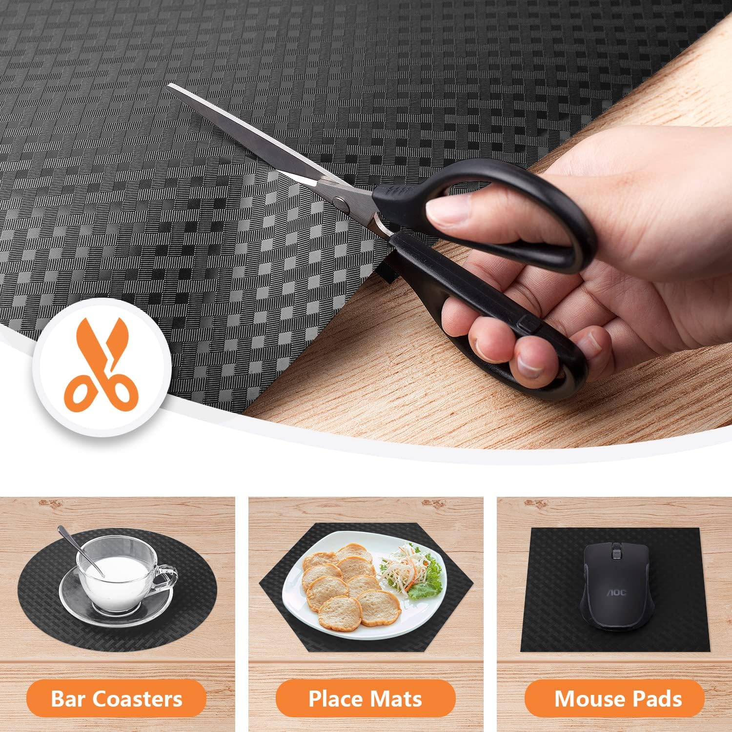 Thumbnail 4 de Shelf Liners for Kitchen Cabinets & Refrigerator EVA Mats (Black, Non-Adhesive) 23.6 x 236.2 Inches