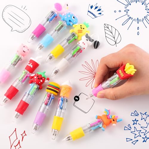 Detalle 2 de Yoosso 24 penne a sfera 4 in 1 retrattili, punta da 0,7 mm, motivi animali